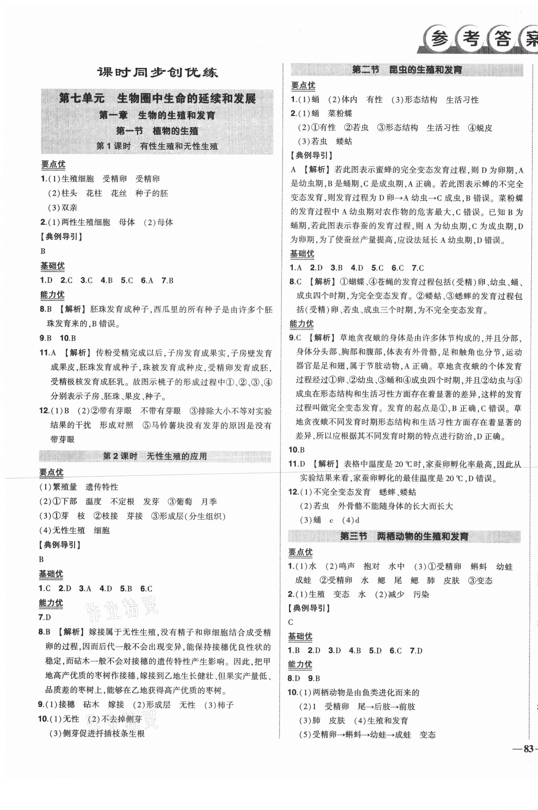 2021年狀元成才路創(chuàng)優(yōu)作業(yè)八年級生物下冊人教版 第1頁