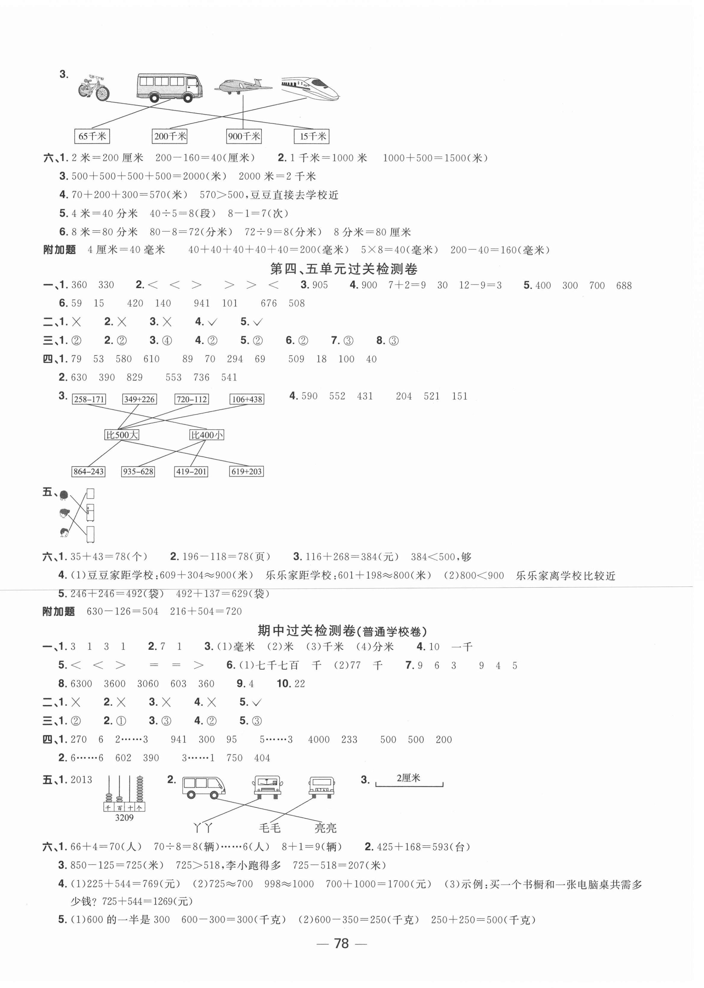 2021年陽光同學(xué)一線名師全優(yōu)好卷二年級數(shù)學(xué)下冊青島版 參考答案第2頁