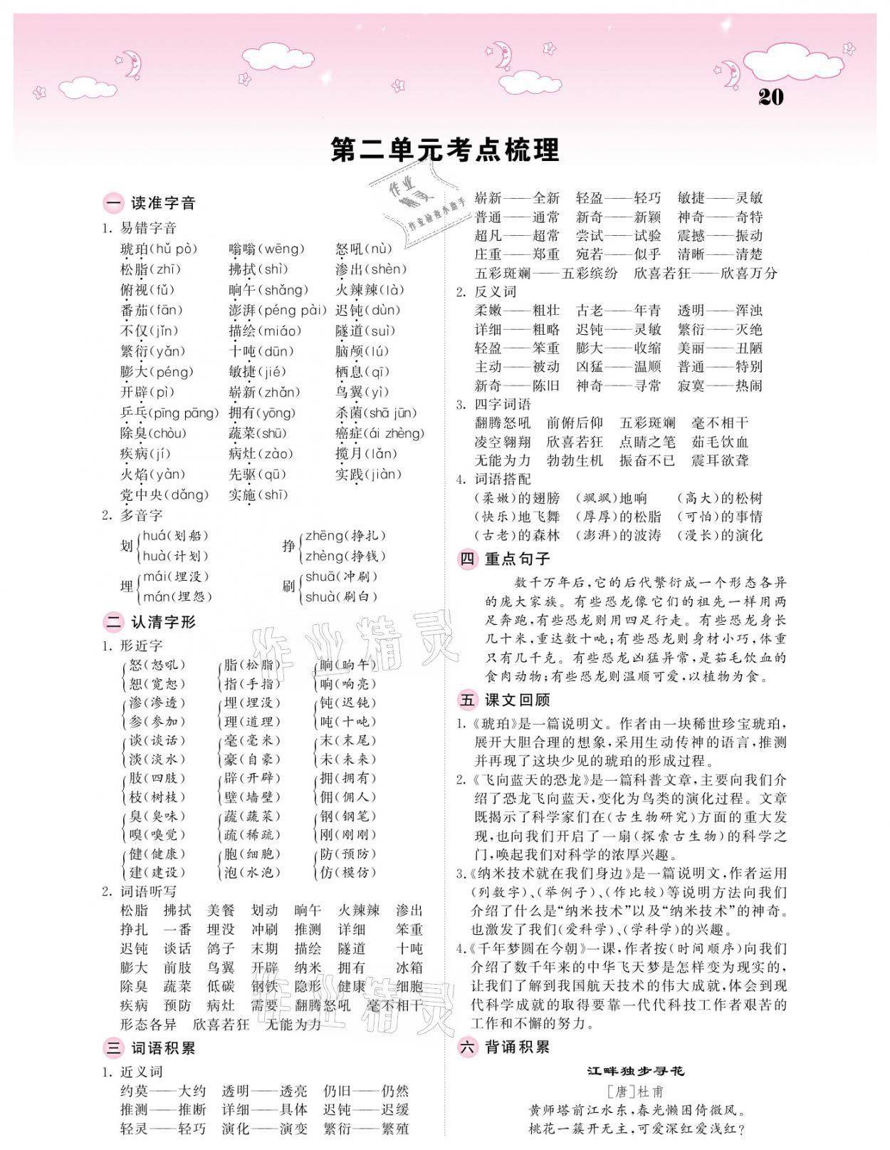 2021年課堂點睛四年級語文下冊人教版廣東專版 參考答案第20頁