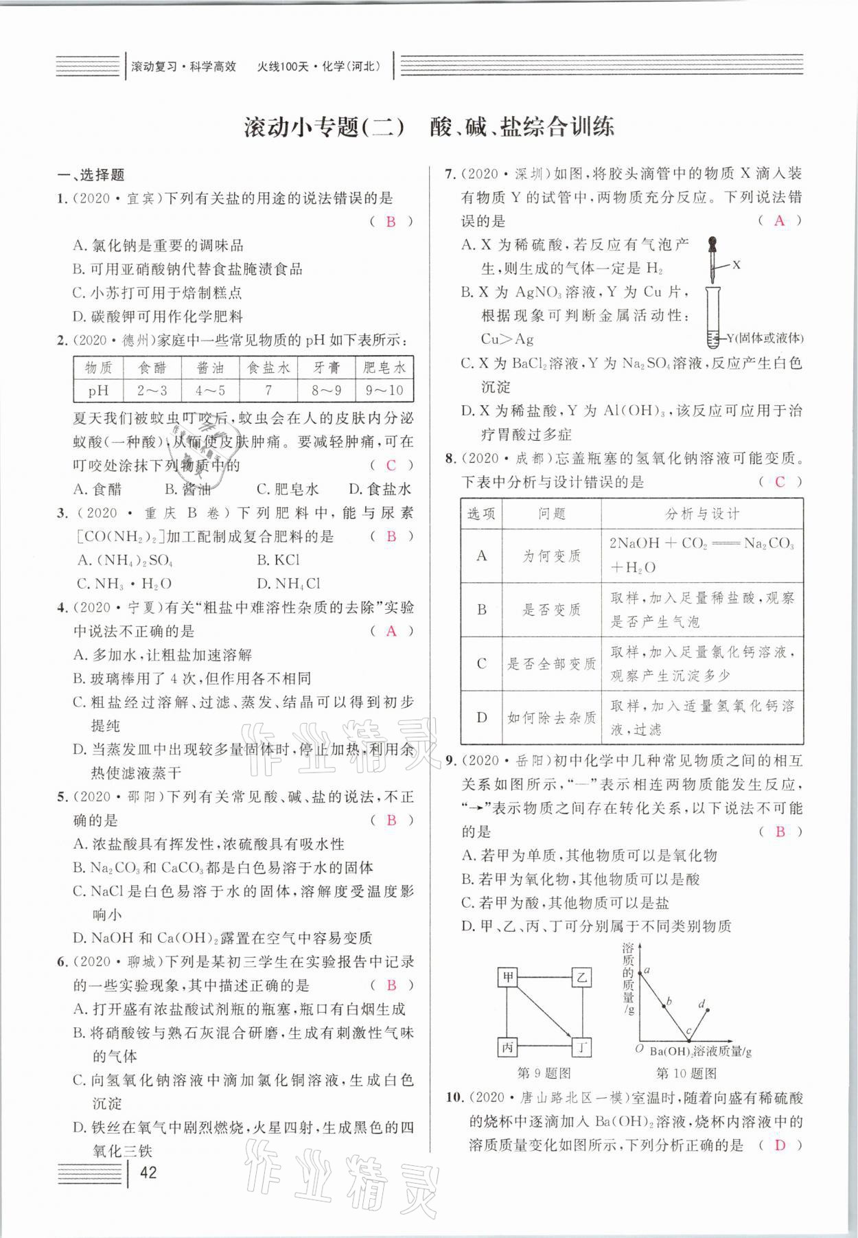 2021年火線100天中考滾動(dòng)復(fù)習(xí)法化學(xué)河北專版 第42頁