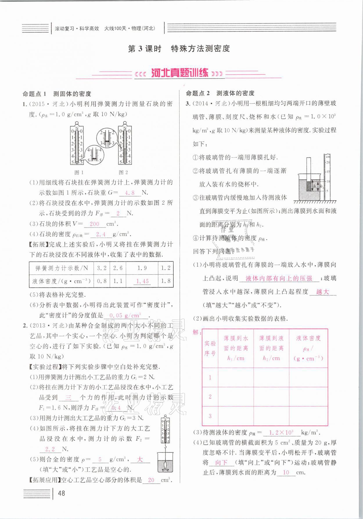 2021年火線100天中考滾動(dòng)復(fù)習(xí)法物理河北專版 參考答案第48頁(yè)