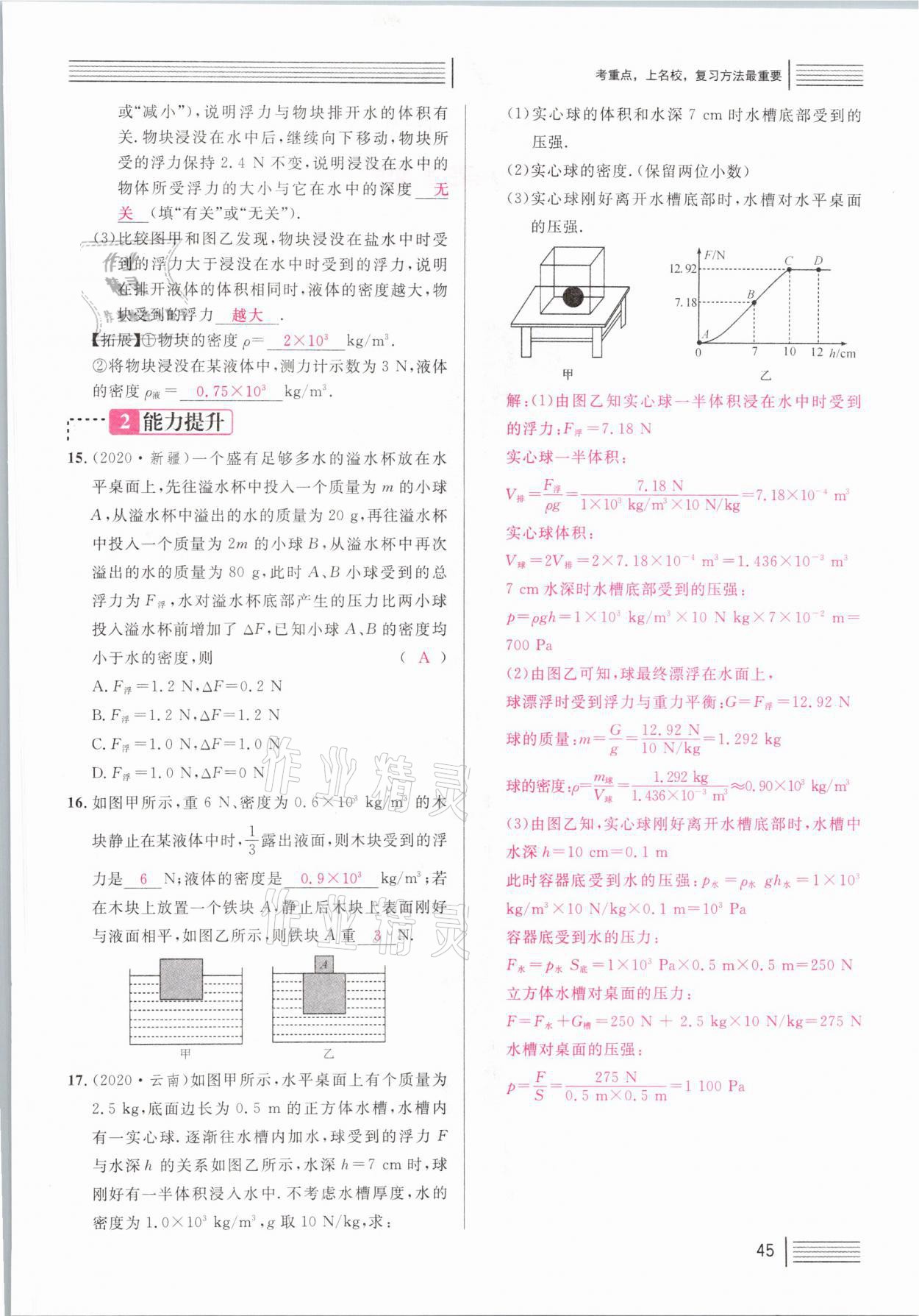 2021年火線100天中考滾動復(fù)習(xí)法物理河北專版 參考答案第45頁