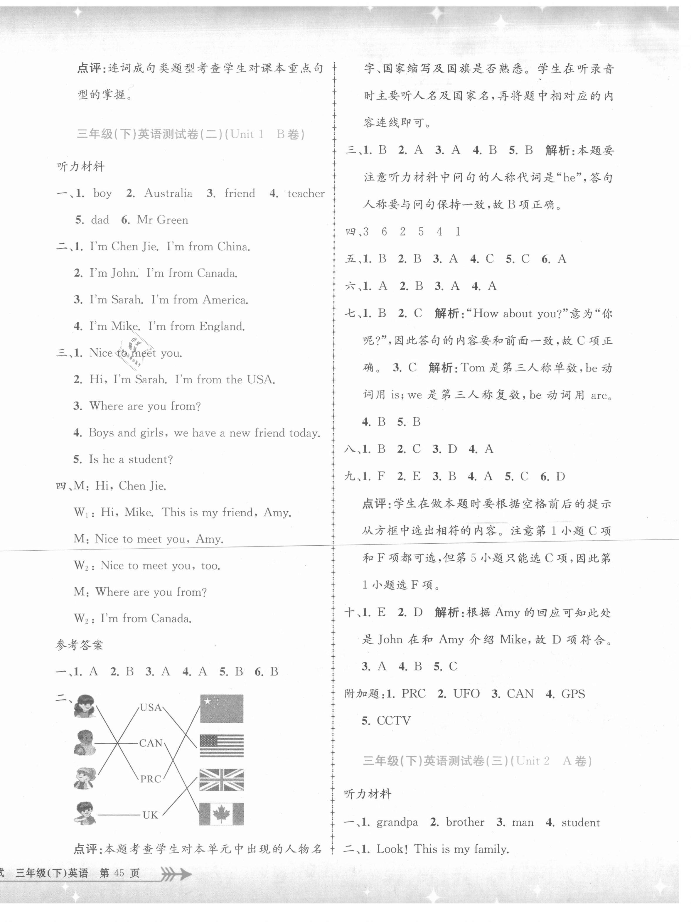 2021年孟建平單元測試三年級英語下冊人教版 第2頁