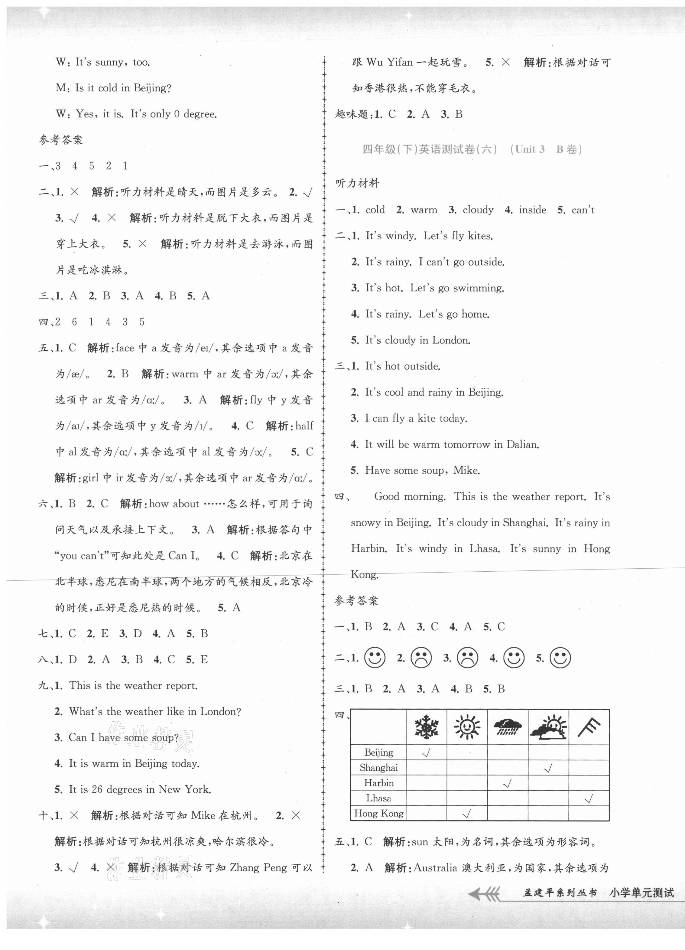 2021年孟建平單元測(cè)試四年級(jí)英語(yǔ)下冊(cè)人教版 第5頁(yè)