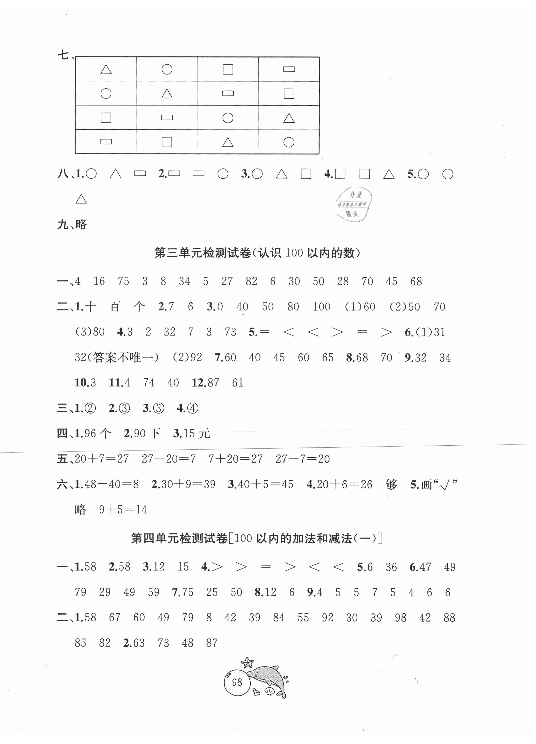 2021年金钥匙1加1目标检测一年级数学下册苏教版 第2页