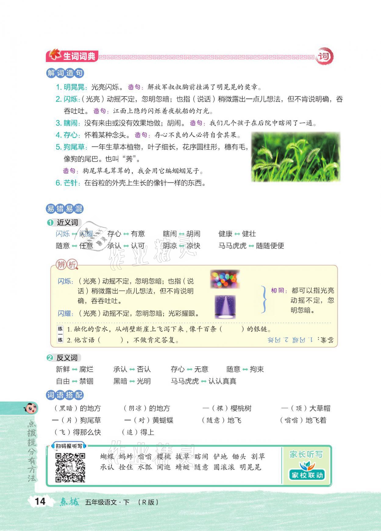 2021年特高級(jí)教師點(diǎn)撥五年級(jí)語(yǔ)文下冊(cè)人教版 參考答案第13頁(yè)