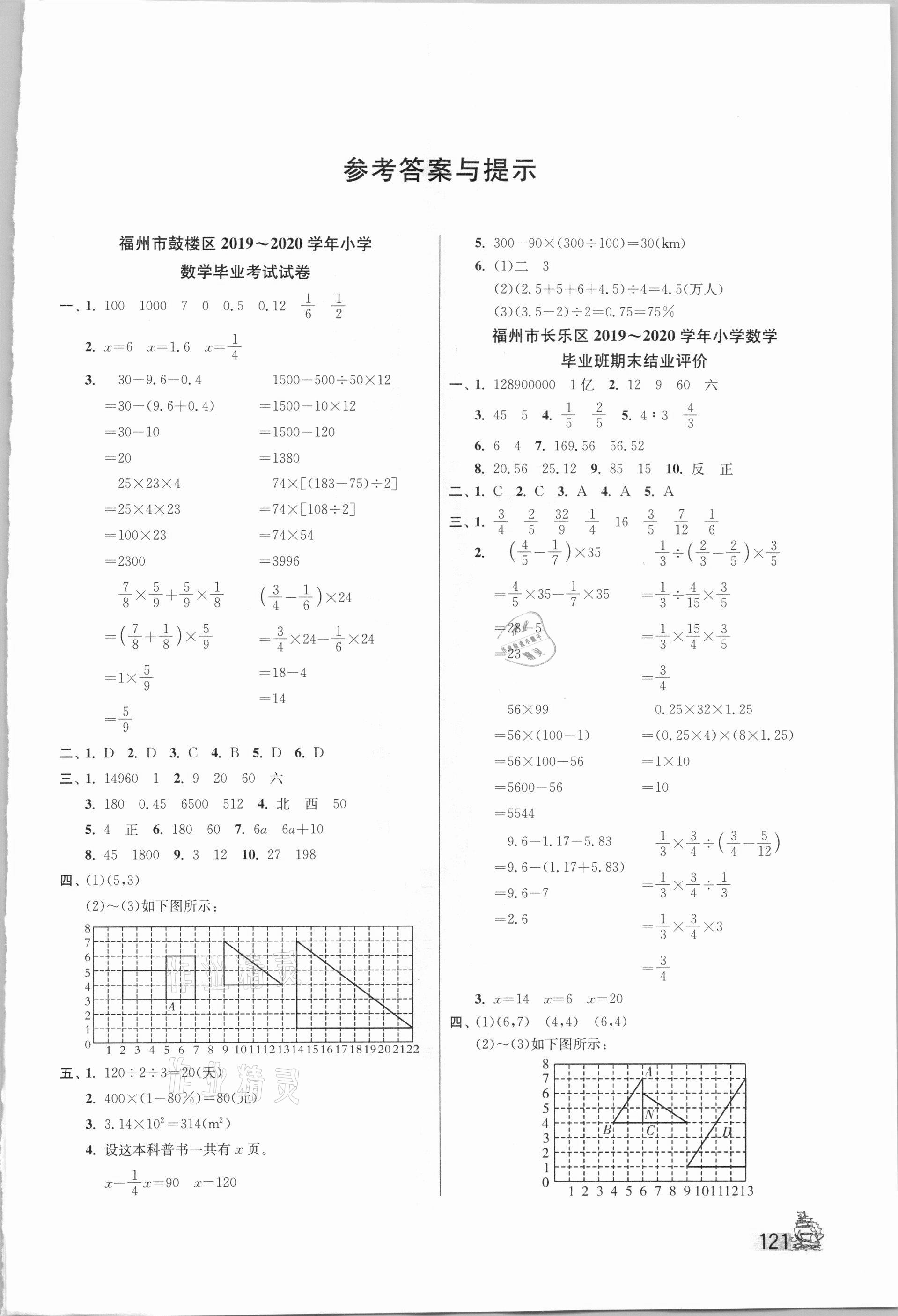 2021年考必胜小学毕业升学考试试卷精选六年级数学福建专版 第1页