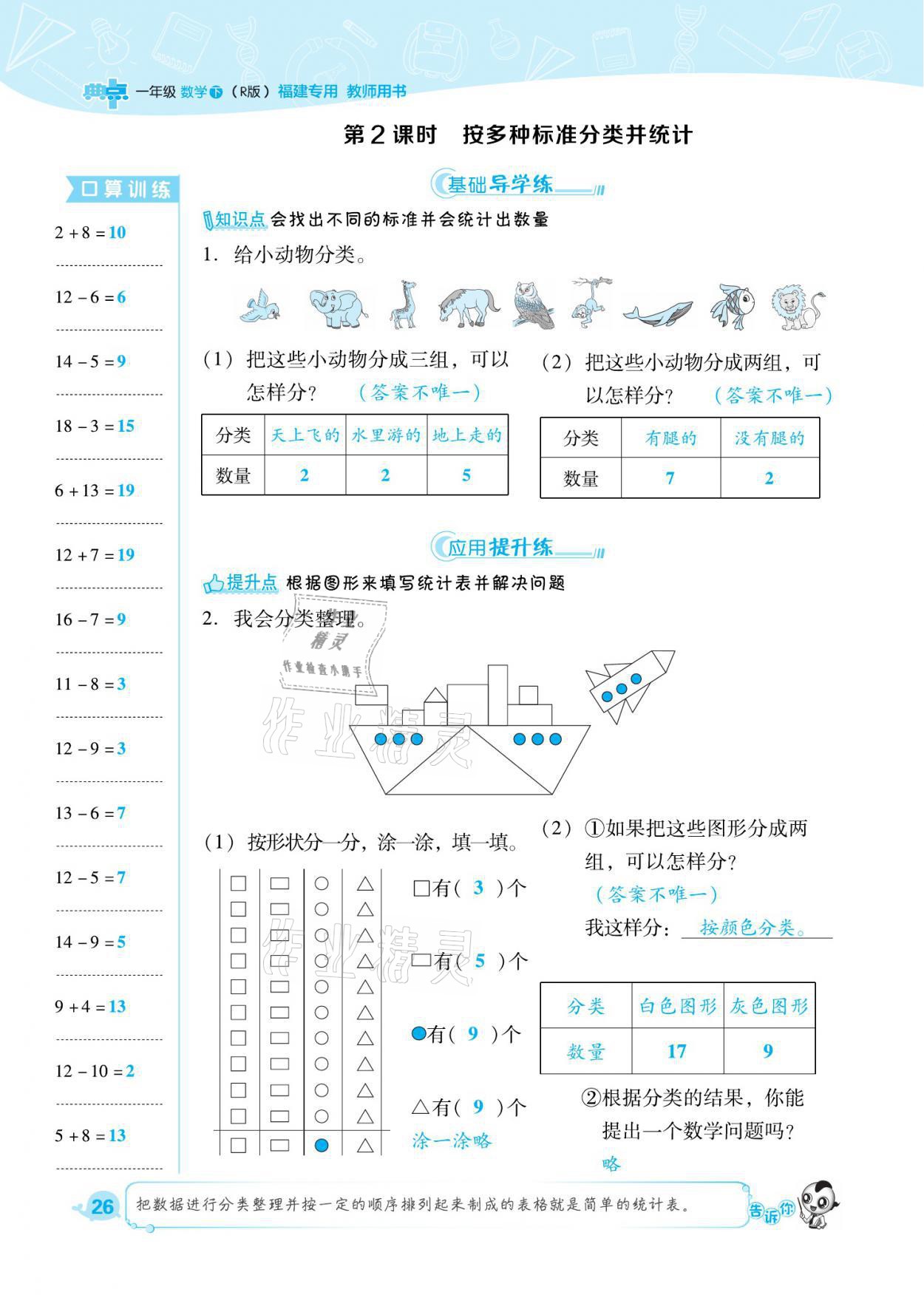 2021年綜合應(yīng)用創(chuàng)新題典中點(diǎn)一年級(jí)數(shù)學(xué)下冊(cè)人教版福建專版 參考答案第26頁(yè)