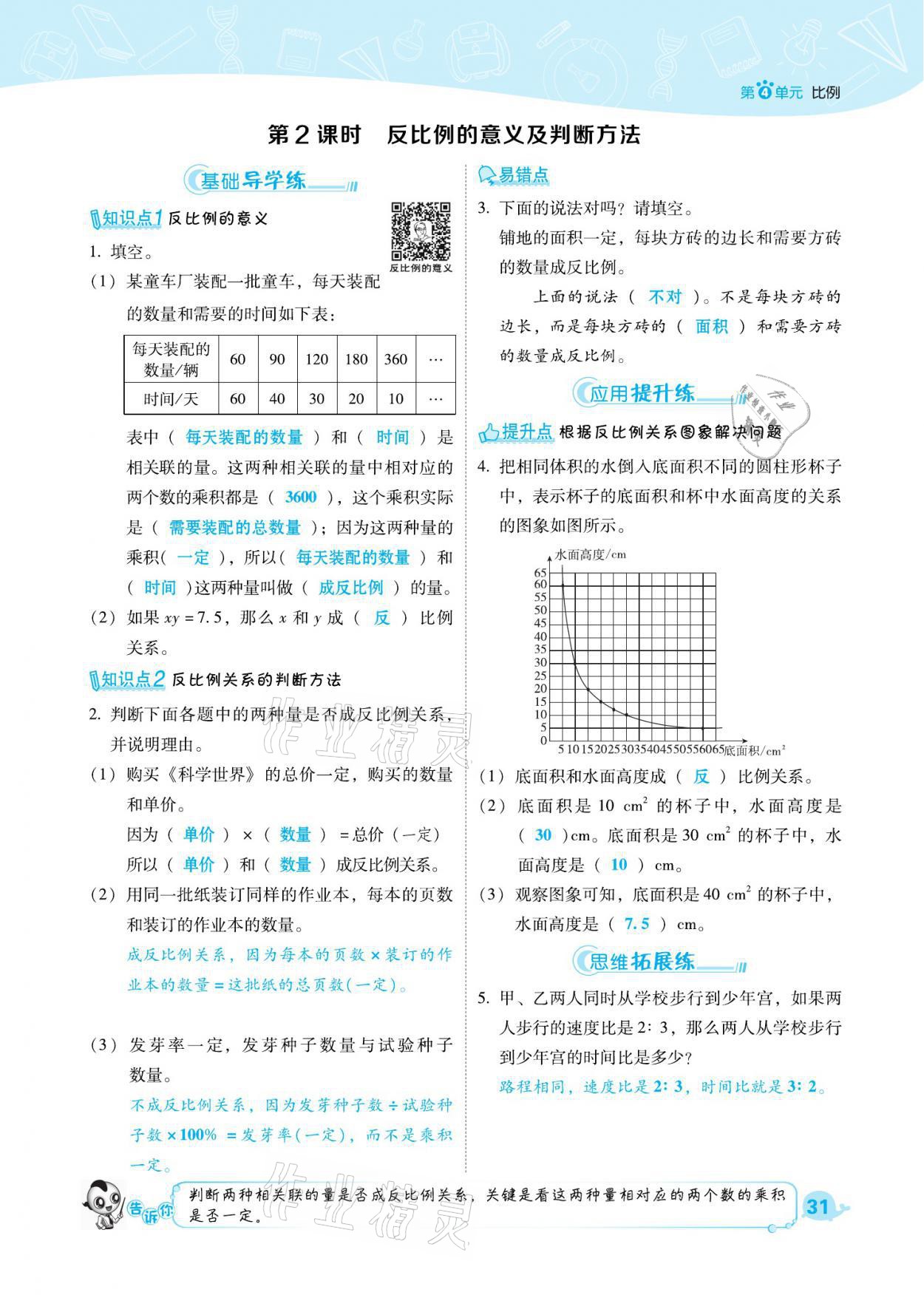 2021年綜合應(yīng)用創(chuàng)新題典中點(diǎn)六年級(jí)數(shù)學(xué)下冊(cè)人教版福建專版 參考答案第31頁(yè)