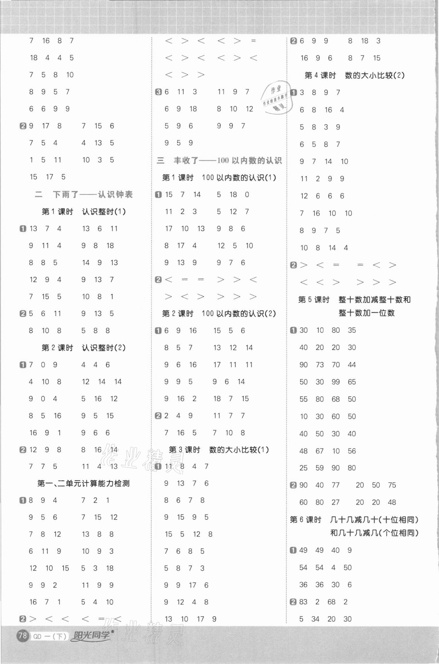 2021年陽(yáng)光同學(xué)計(jì)算小達(dá)人一年級(jí)數(shù)學(xué)下冊(cè)青島版 第2頁(yè)