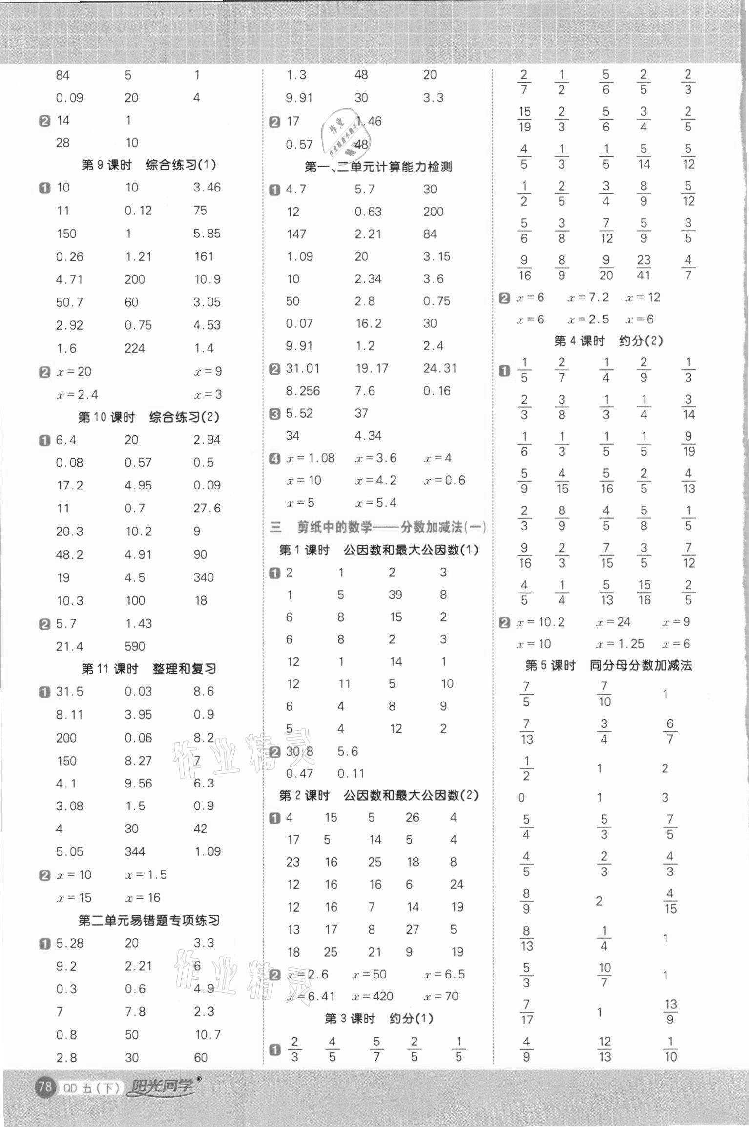2021年陽光同學(xué)計(jì)算小達(dá)人五年級(jí)數(shù)學(xué)下冊青島版 第2頁