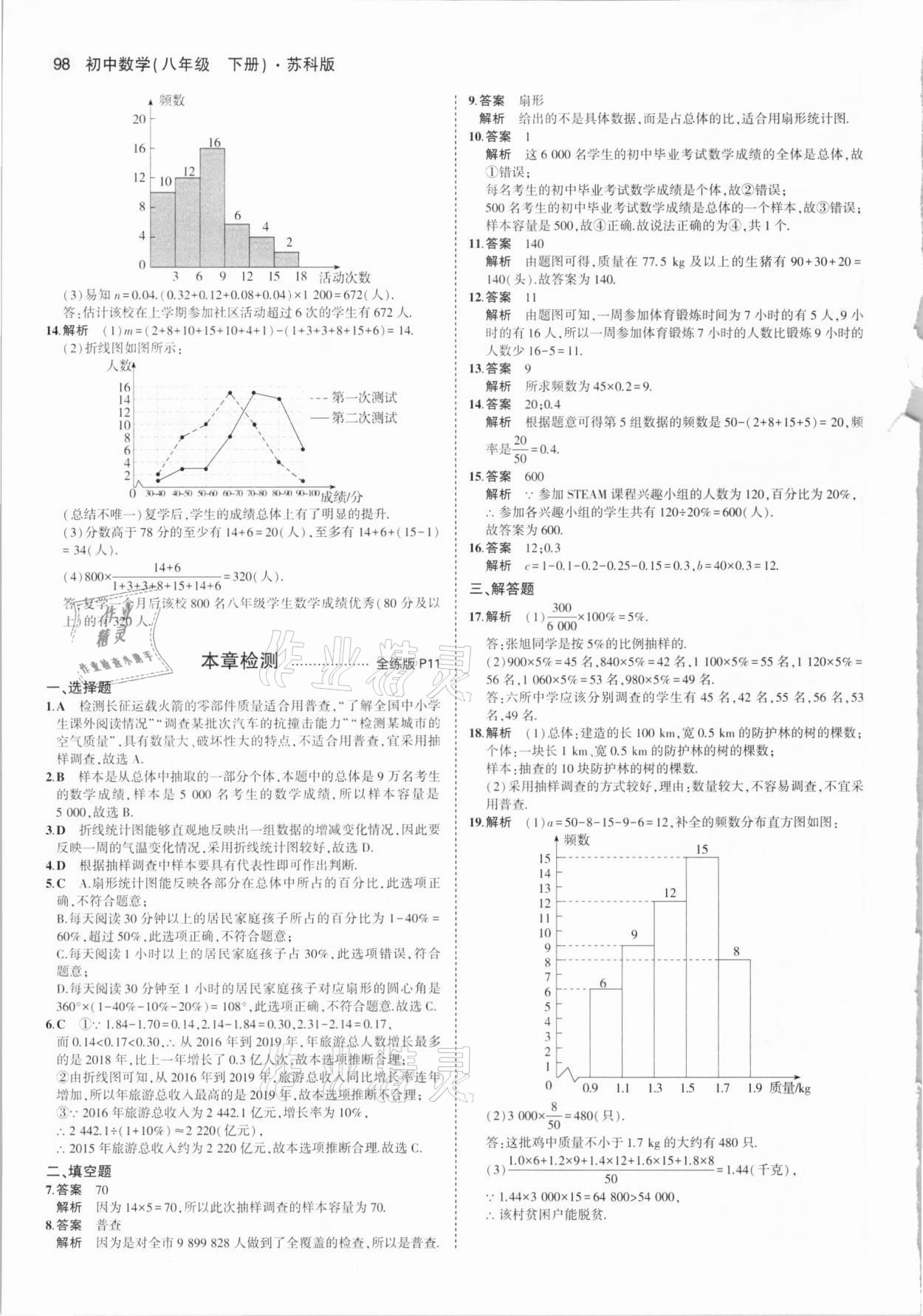 2021年5年中考3年模拟八年级数学下册苏科版 参考答案第4页