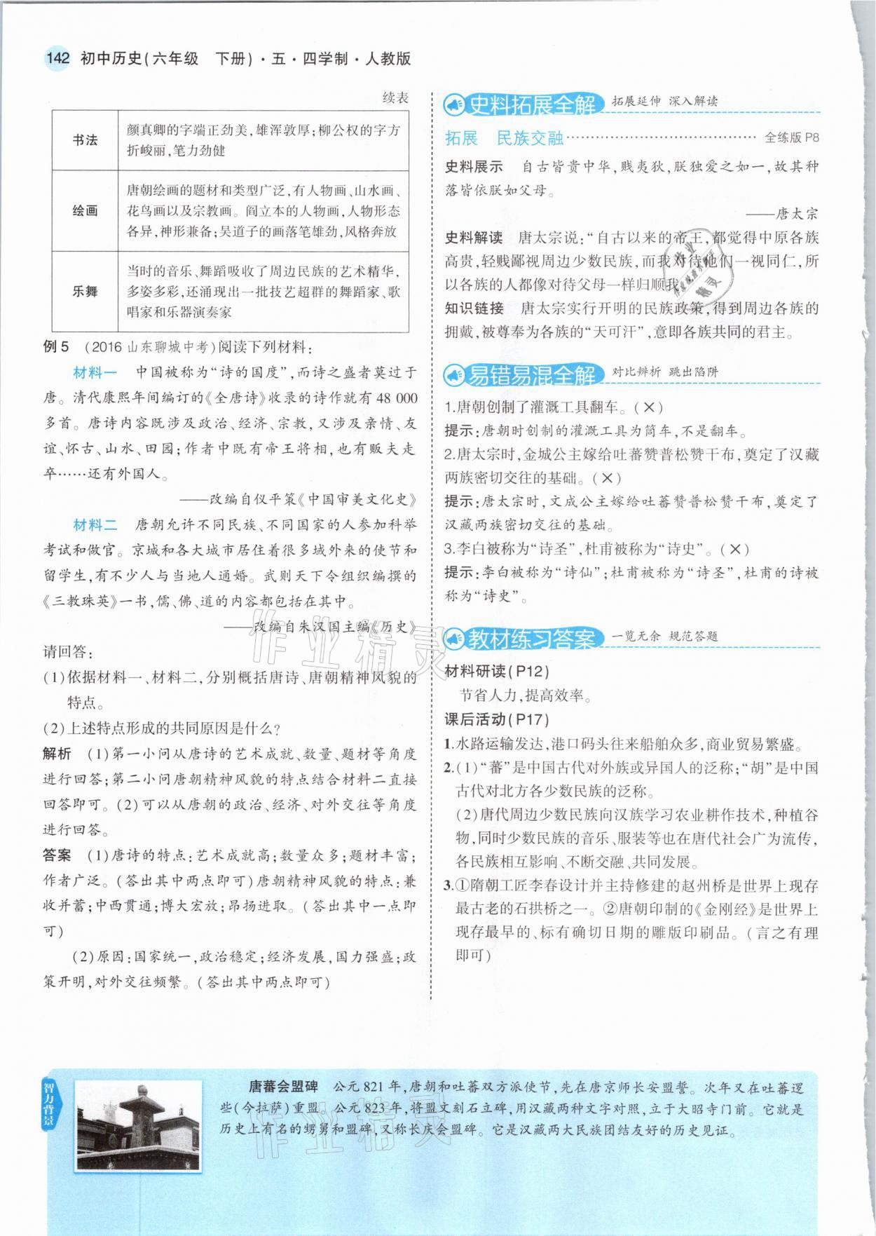 2021年教材課本六年級(jí)歷史下冊(cè)人教版五四制 參考答案第8頁(yè)