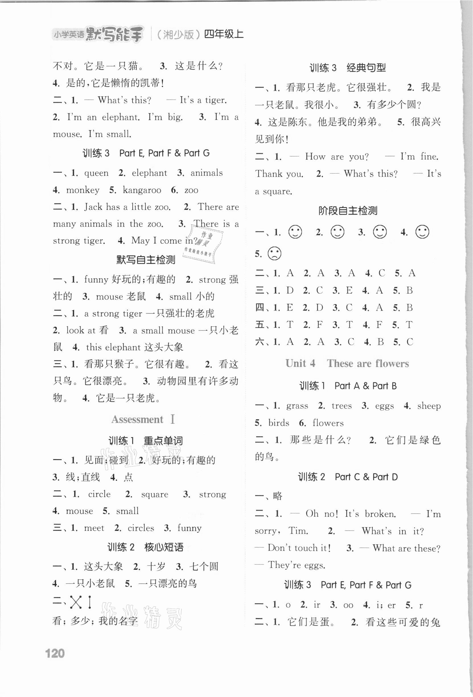 2020年通城學(xué)典小學(xué)英語默寫能手四年級上冊湘少版 參考答案第2頁