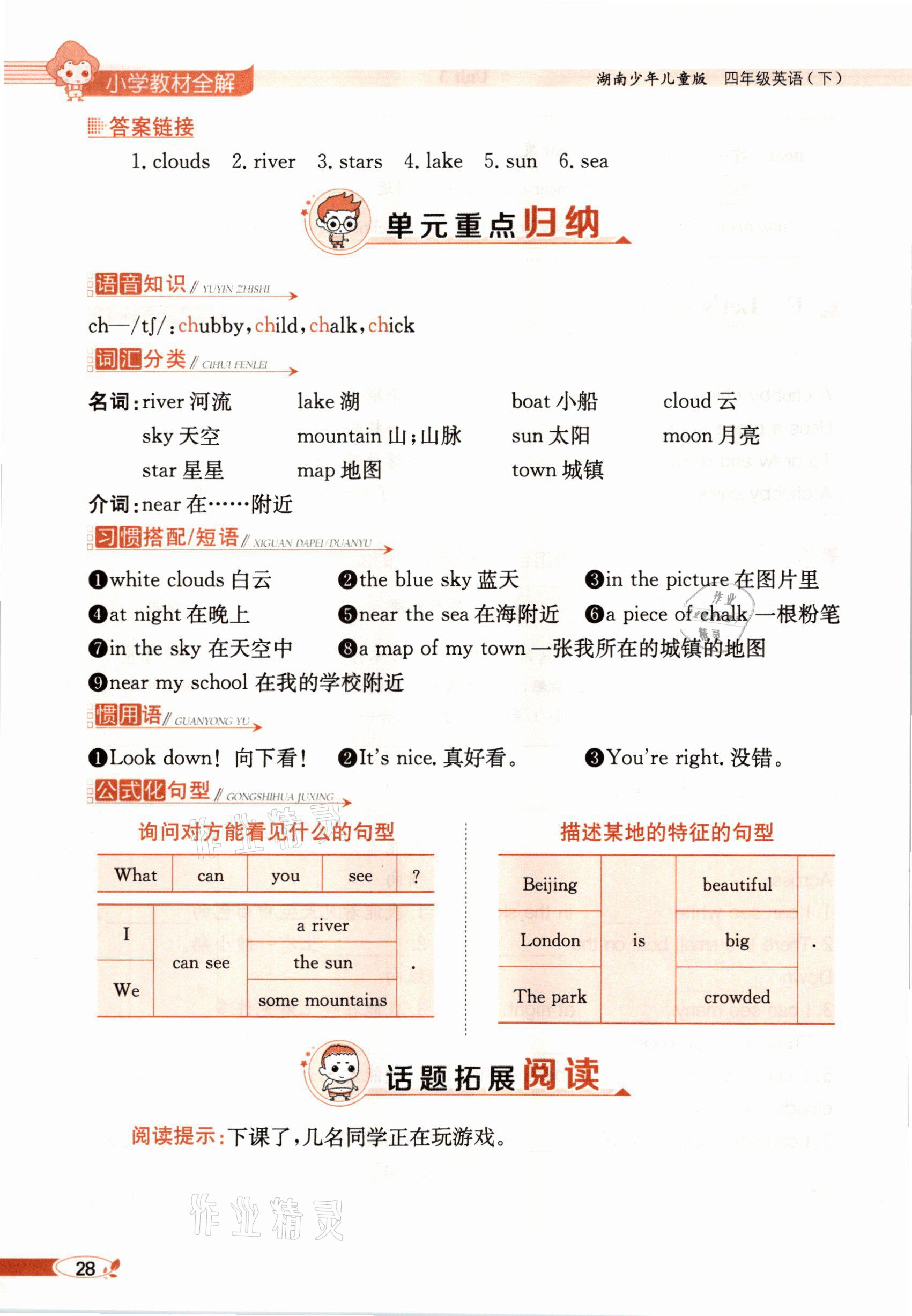 2021年教材课本四年级英语下册湘少版&nbsp;参考答案第24页