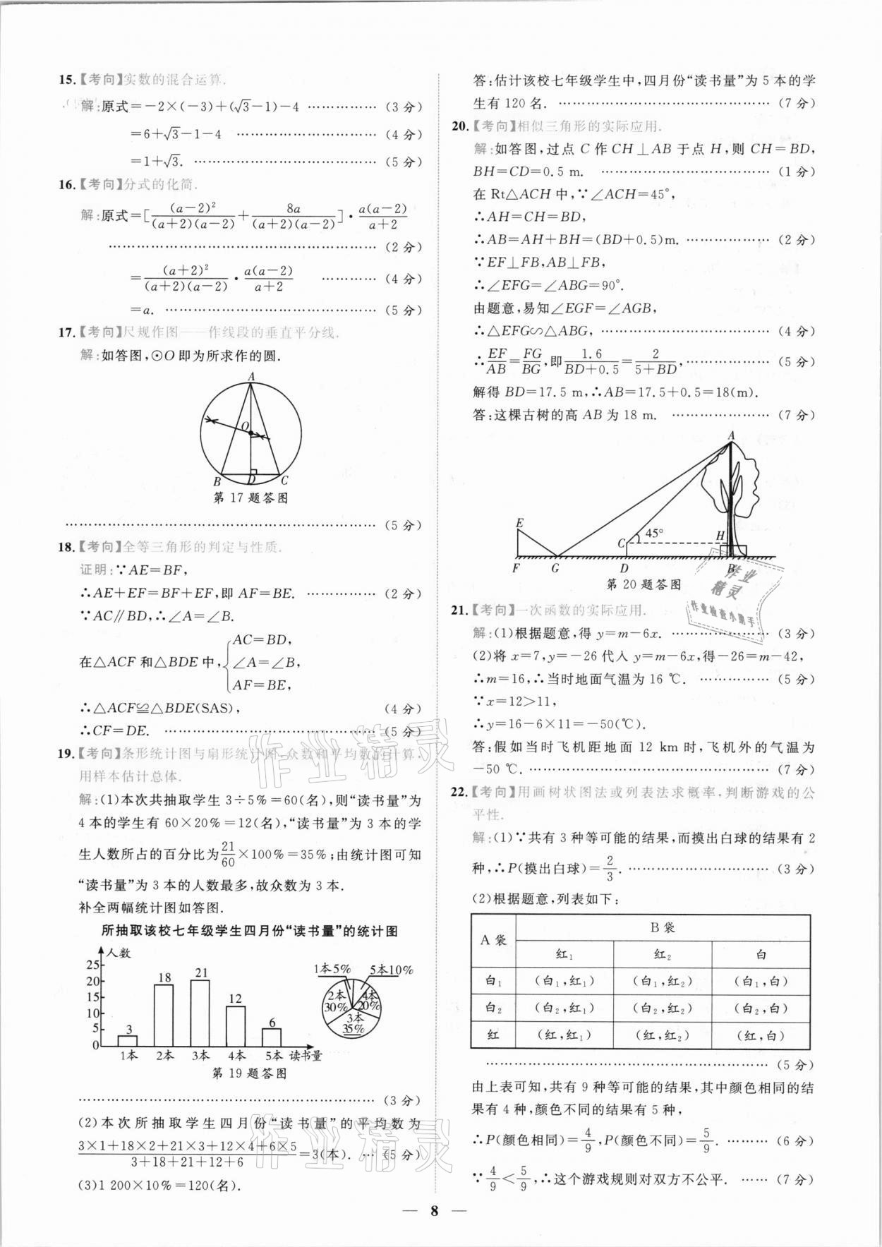 2021年中考金卷中考試題精編數(shù)學(xué)陜西專版 參考答案第5頁(yè)