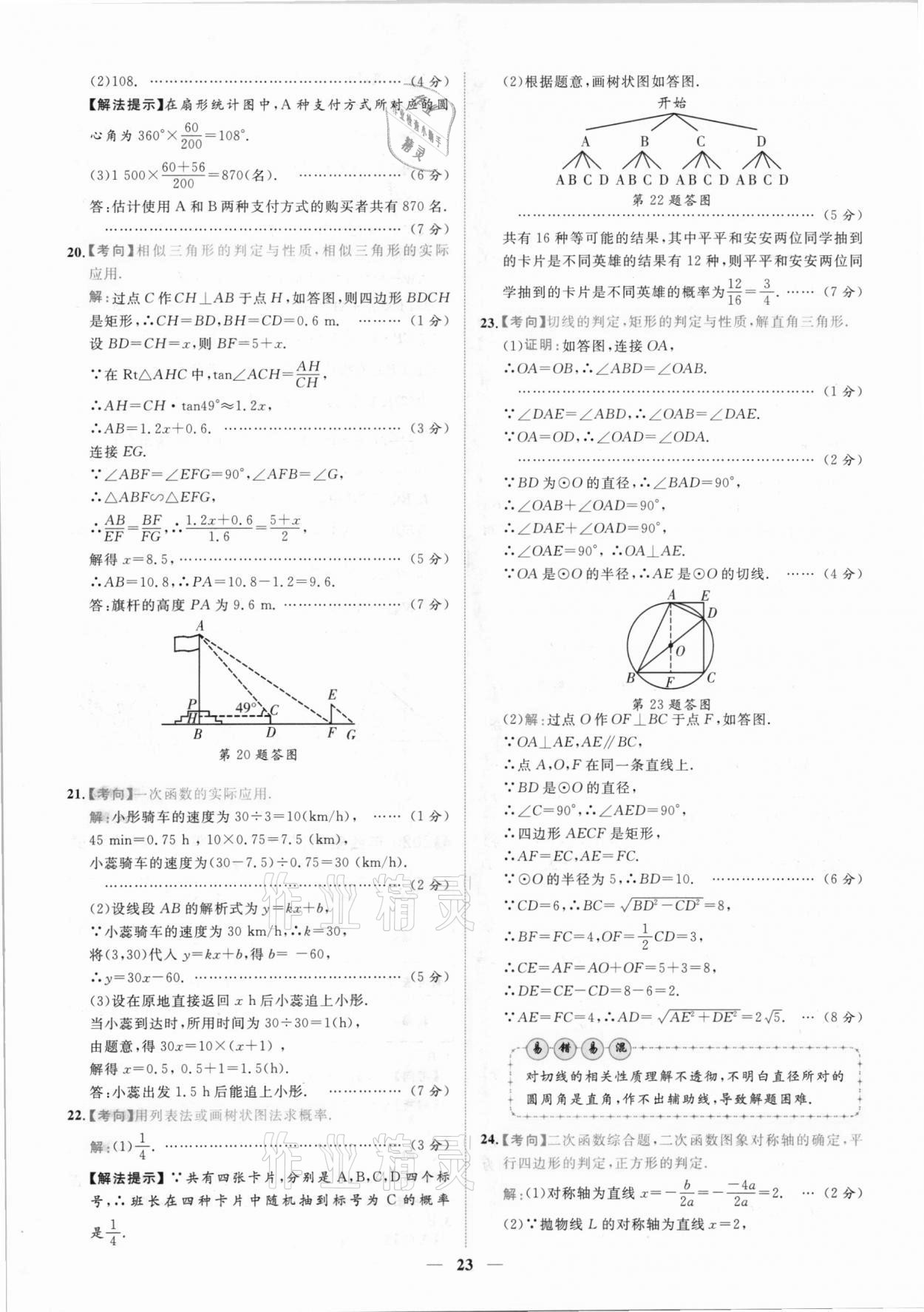 2021年中考金卷中考試題精編數(shù)學(xué)陜西專版 參考答案第20頁