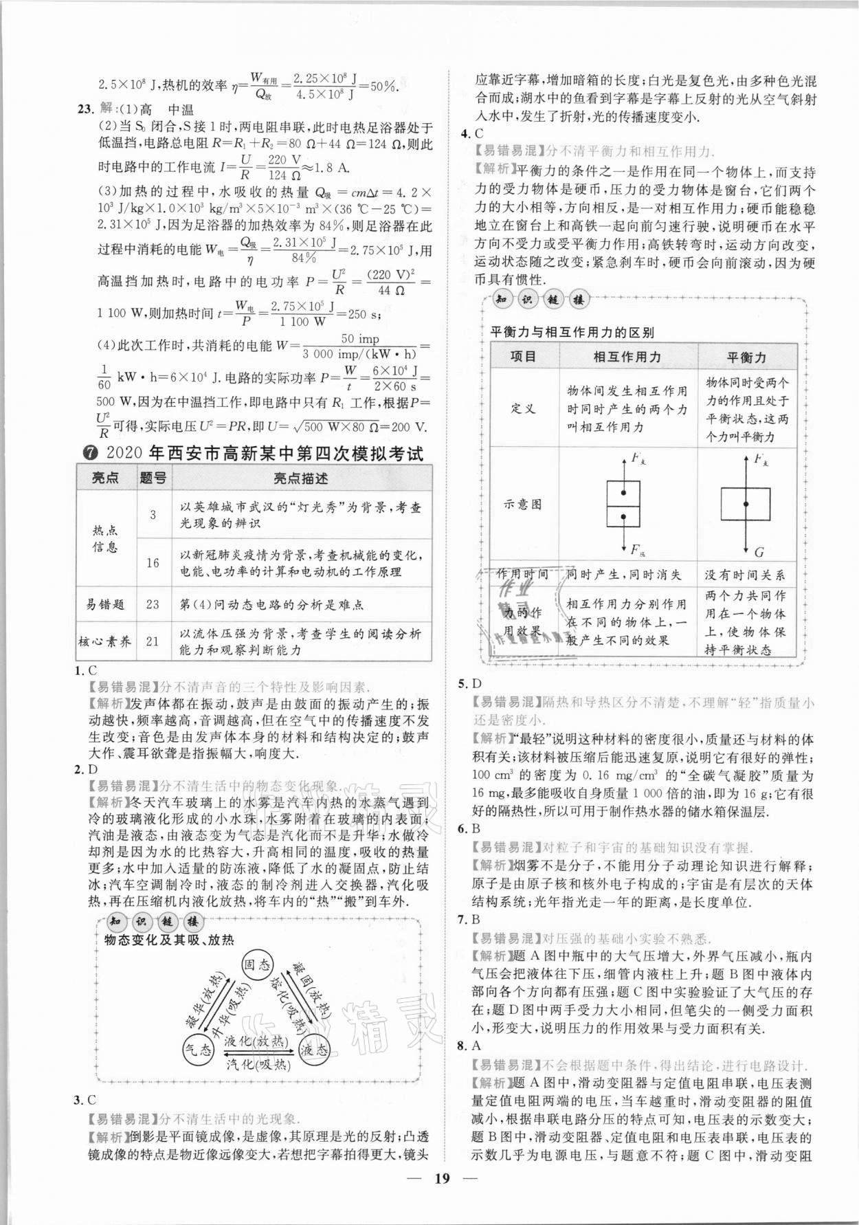 2021年中考金卷中考試題精編物理陜西專版 參考答案第16頁