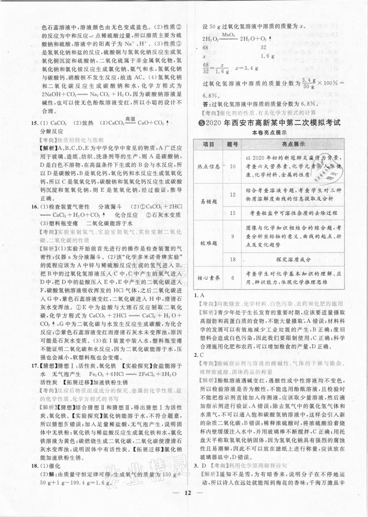 2021年中考金卷中考試題精編化學(xué)陜西專(zhuān)版 參考答案第9頁(yè)