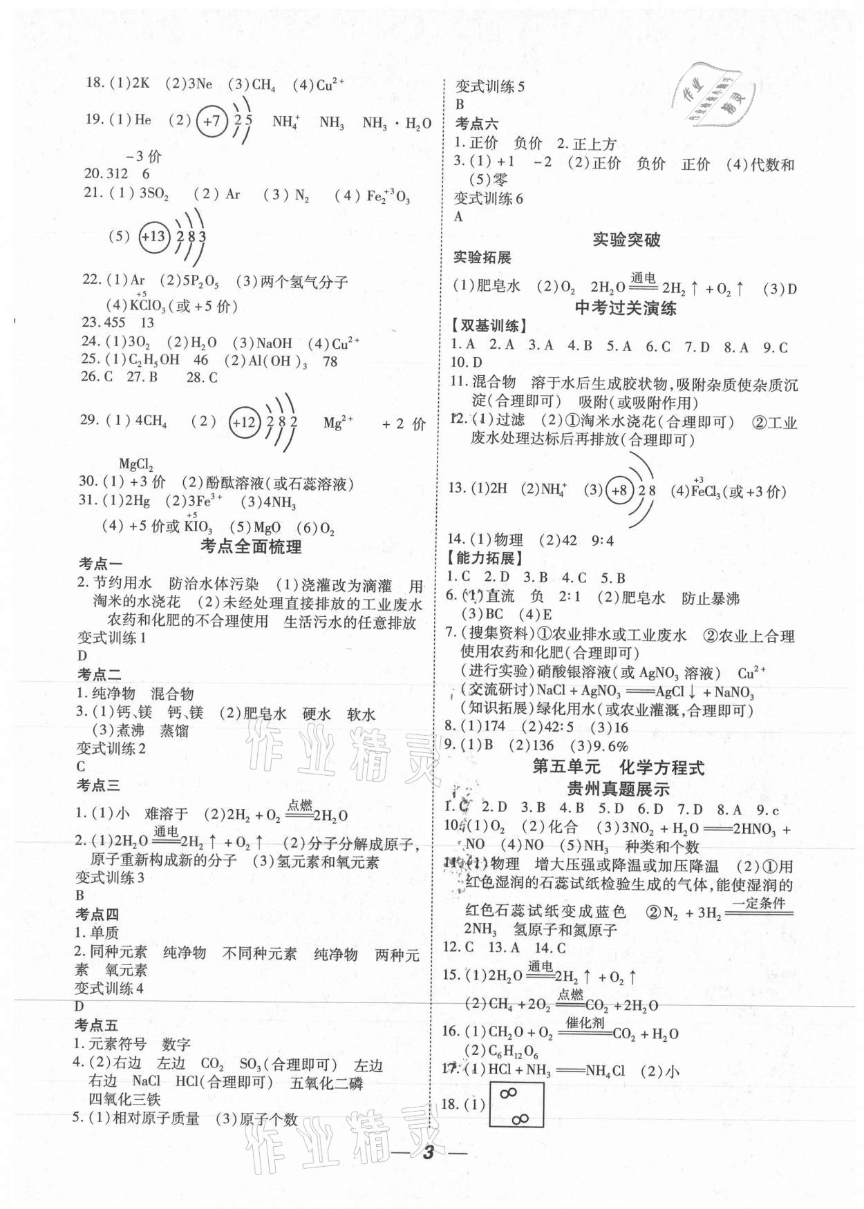 2021年貴州中考總復習終極備戰(zhàn)化學貴陽專版 第3頁