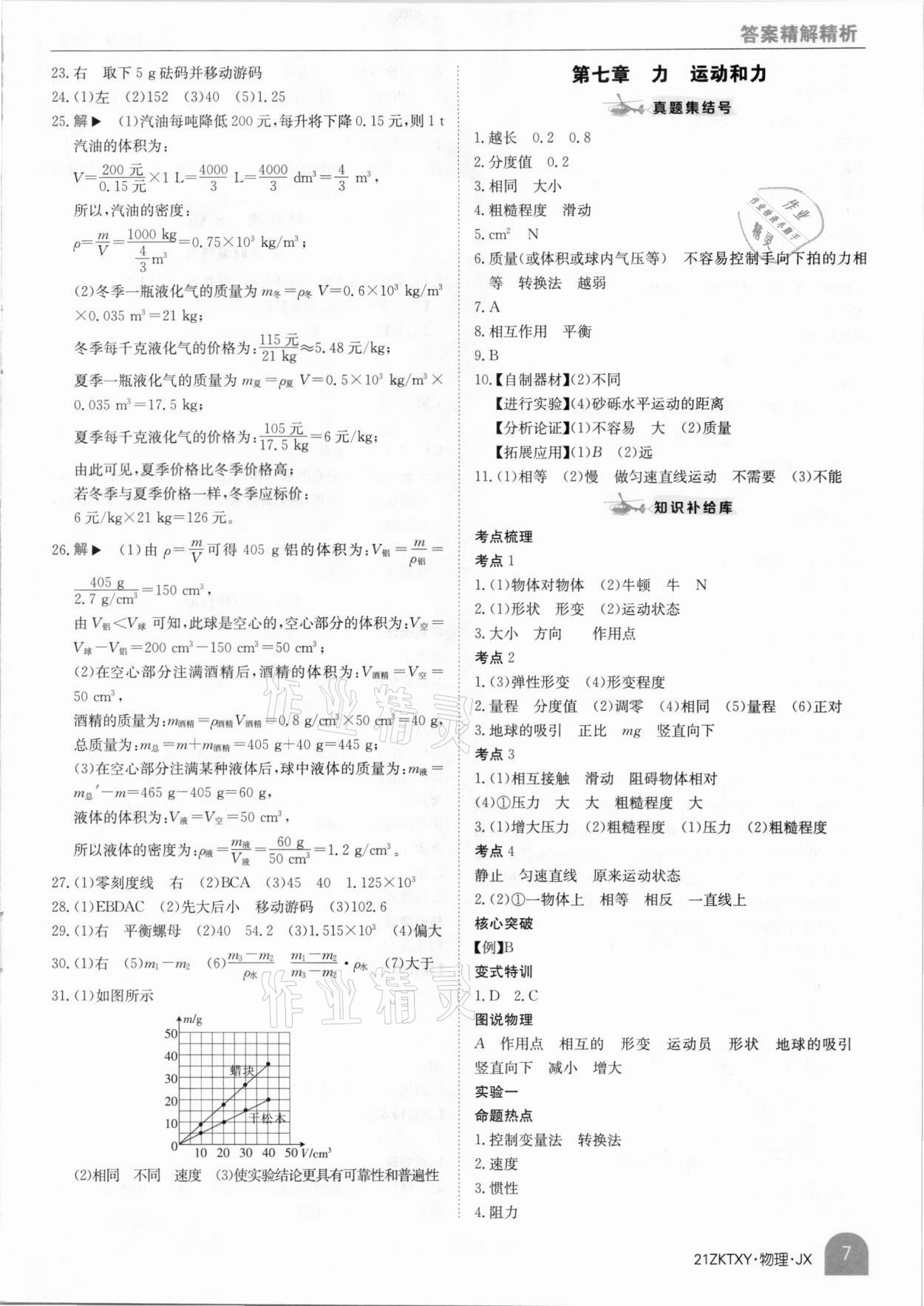 2021年中考特訓(xùn)營物理江西專版 參考答案第7頁