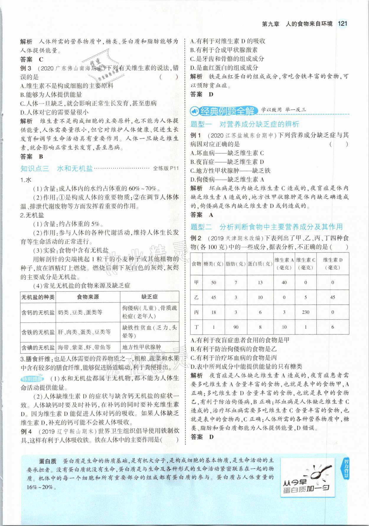 2021年教材课本七年级生物下册苏教版 参考答案第11页