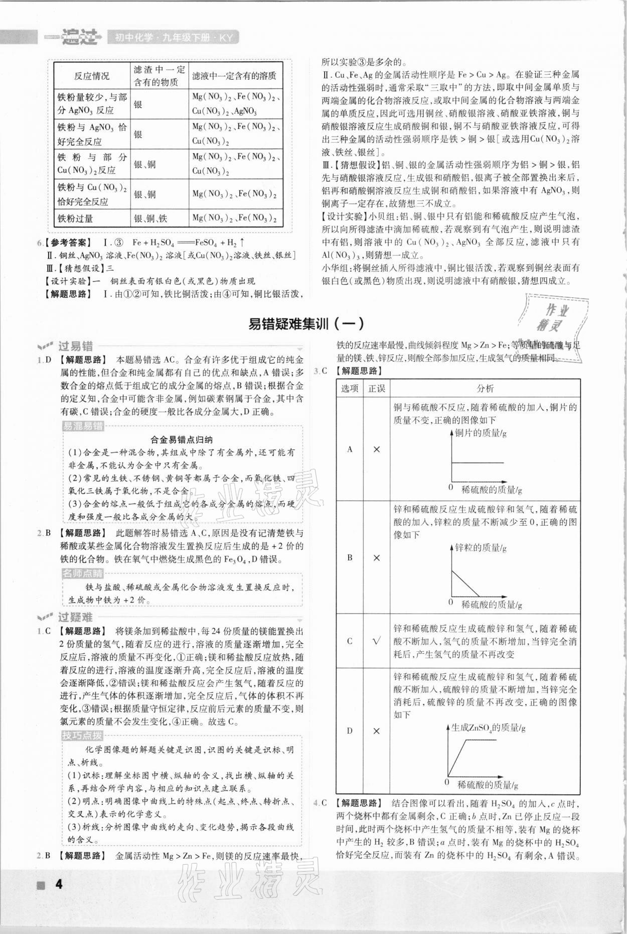 2021年一遍過(guò)初中化學(xué)九年級(jí)下冊(cè)科粵版 參考答案第4頁(yè)