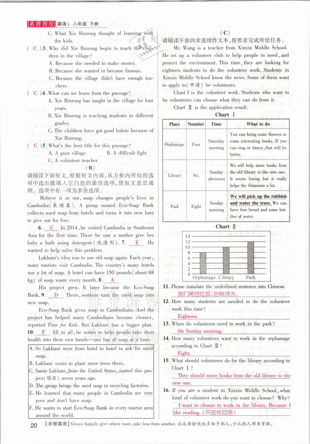 2021年名师测控八年级英语下册人教版山西专版 参考答案第16页