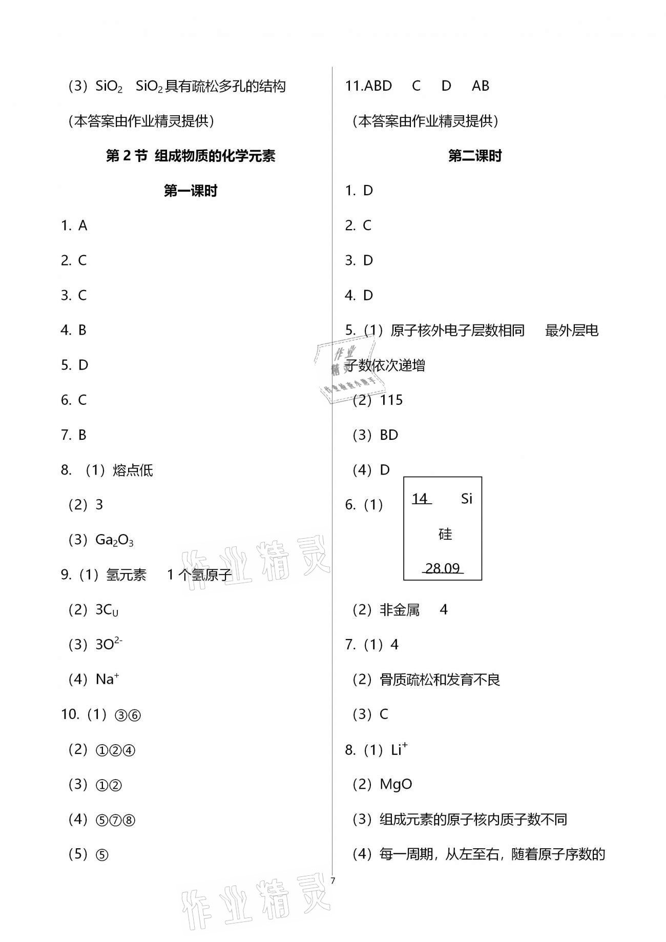 2020年名師伴你學(xué)提優(yōu)名卷九年級化學(xué)上冊滬教版福建專版 參考答案第7頁