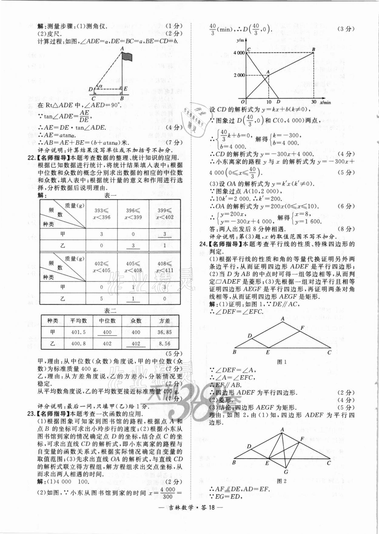 2021年天利38套中考試題精選數(shù)學(xué)吉林專版 參考答案第18頁