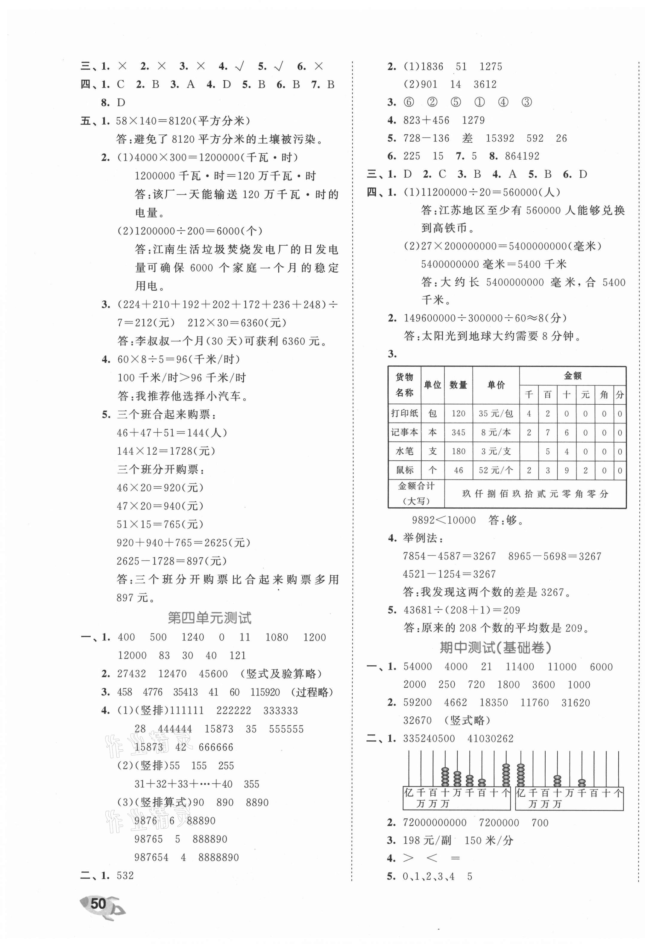 2021年53全優(yōu)卷四年級數(shù)學(xué)下冊蘇教版 第3頁