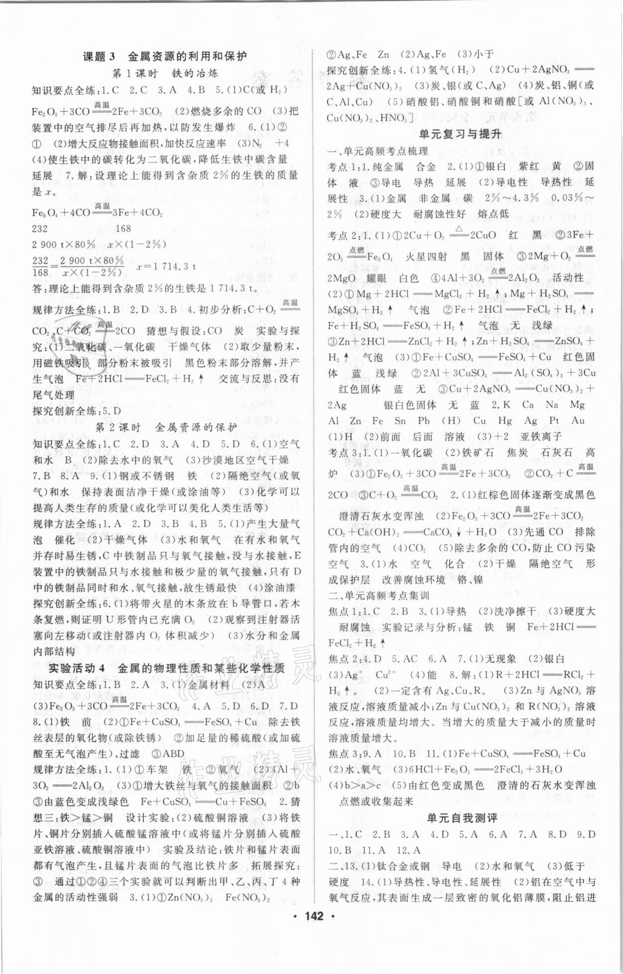 2021年名師作業本九年級化學下冊人教版 第2頁