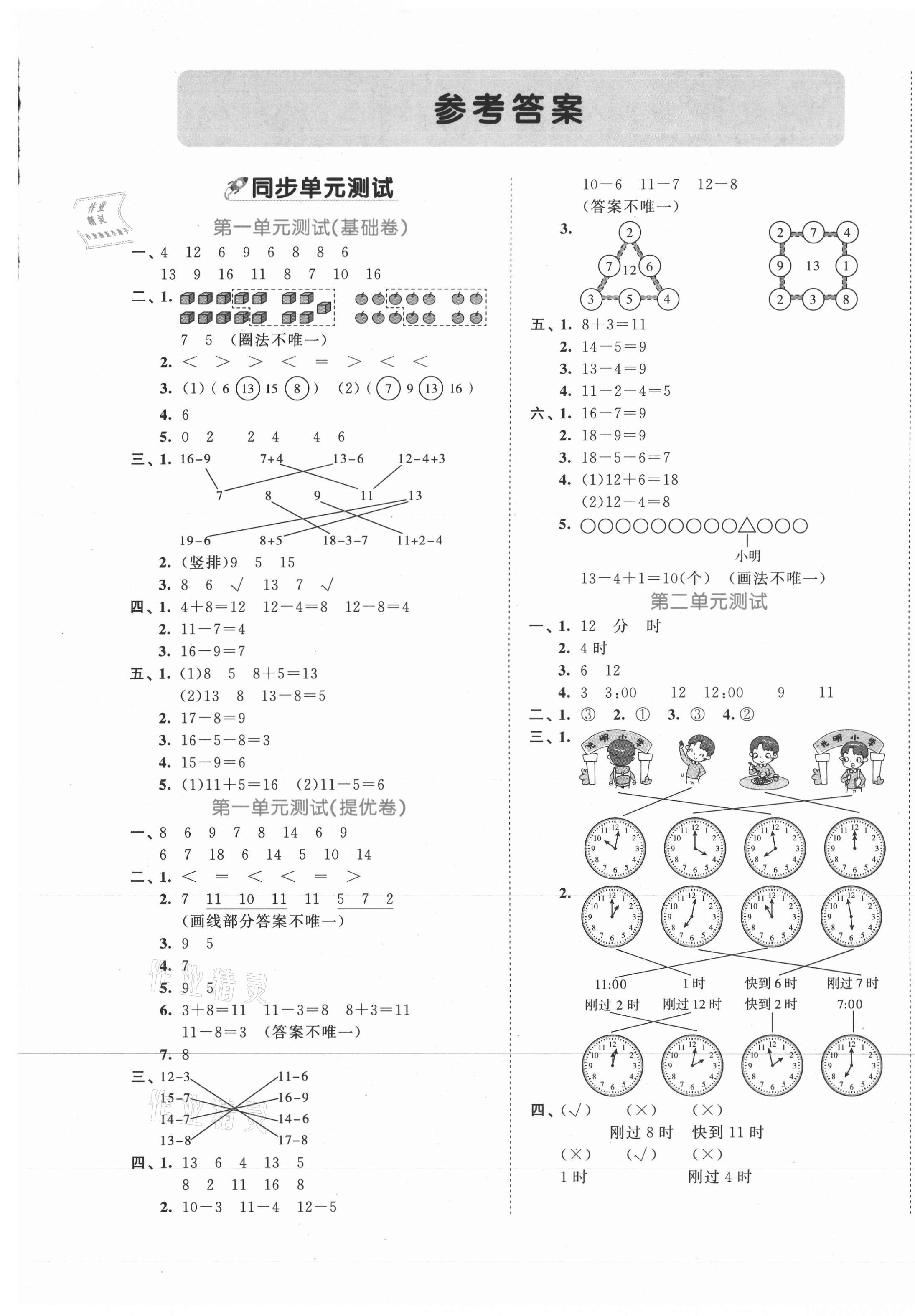 2021年53全優(yōu)卷一年級數(shù)學(xué)下冊青島版 第1頁