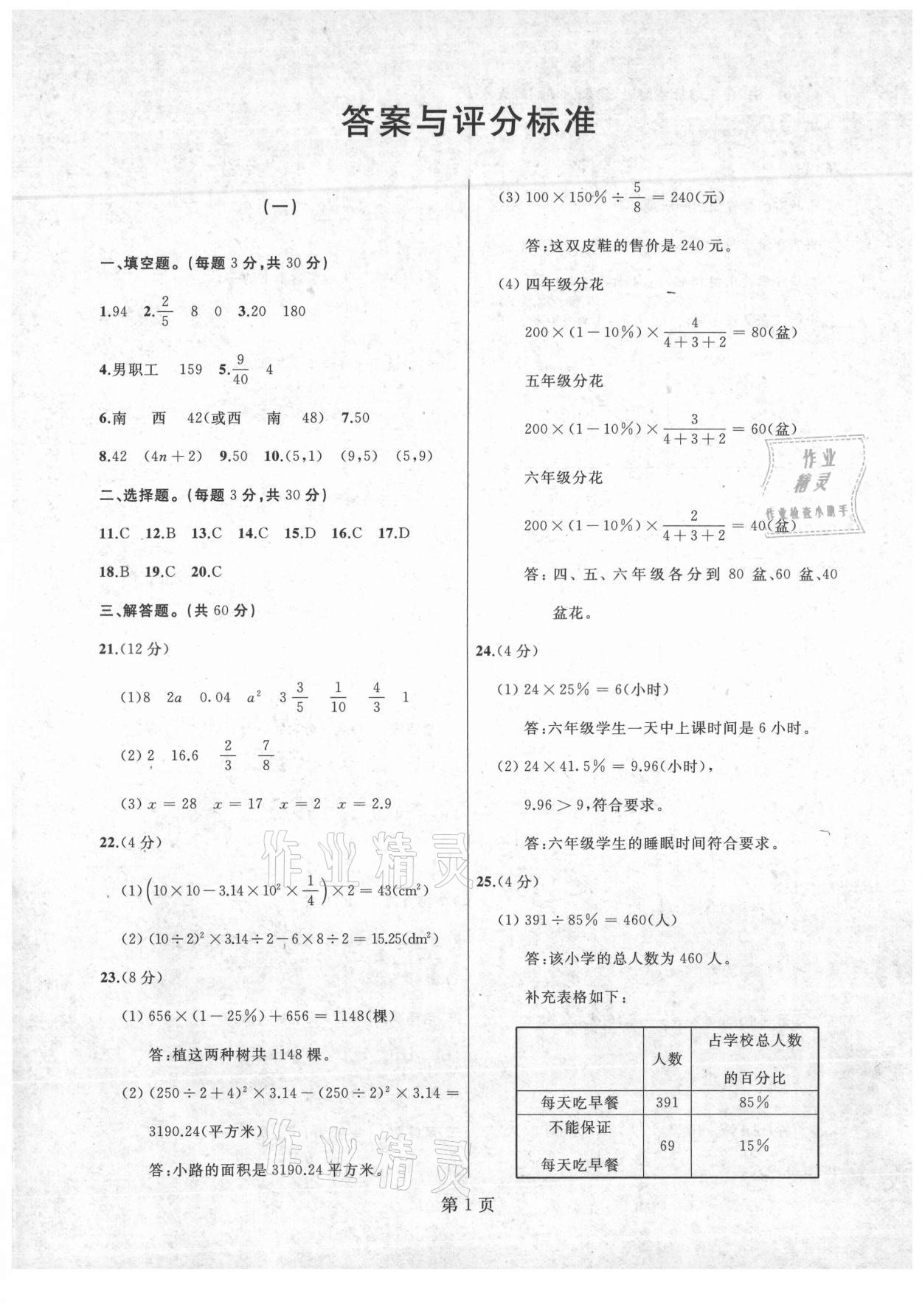 2020年試題優(yōu)化龍江期末六年級數(shù)學上冊人教版 第1頁