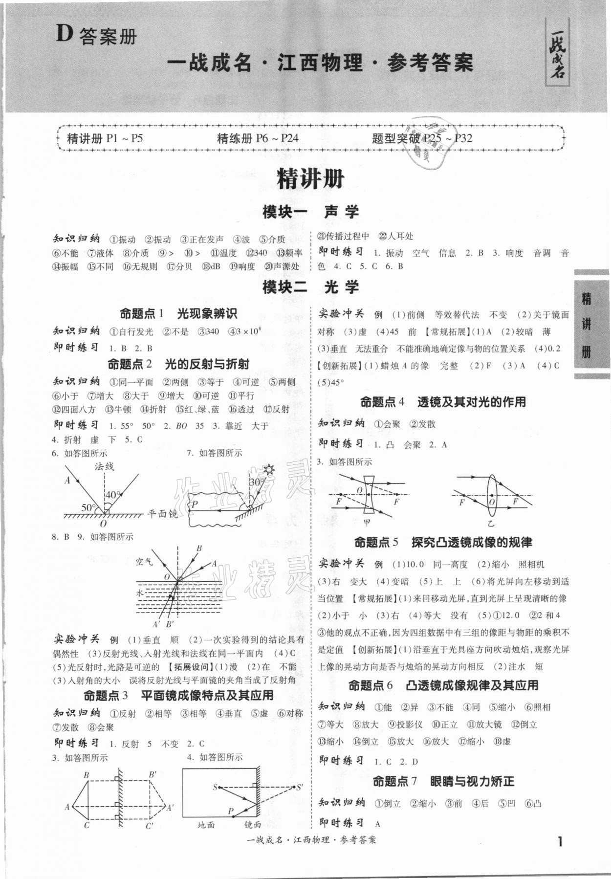 2021年一战成名考前新方案物理江西专版 第1页