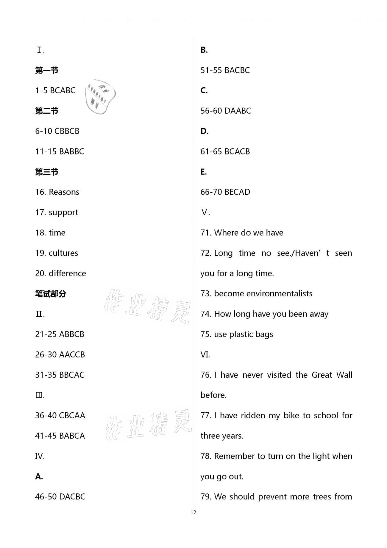 2020年名師伴你學(xué)提優(yōu)名卷九年級英語上冊仁愛版福建專版 第12頁