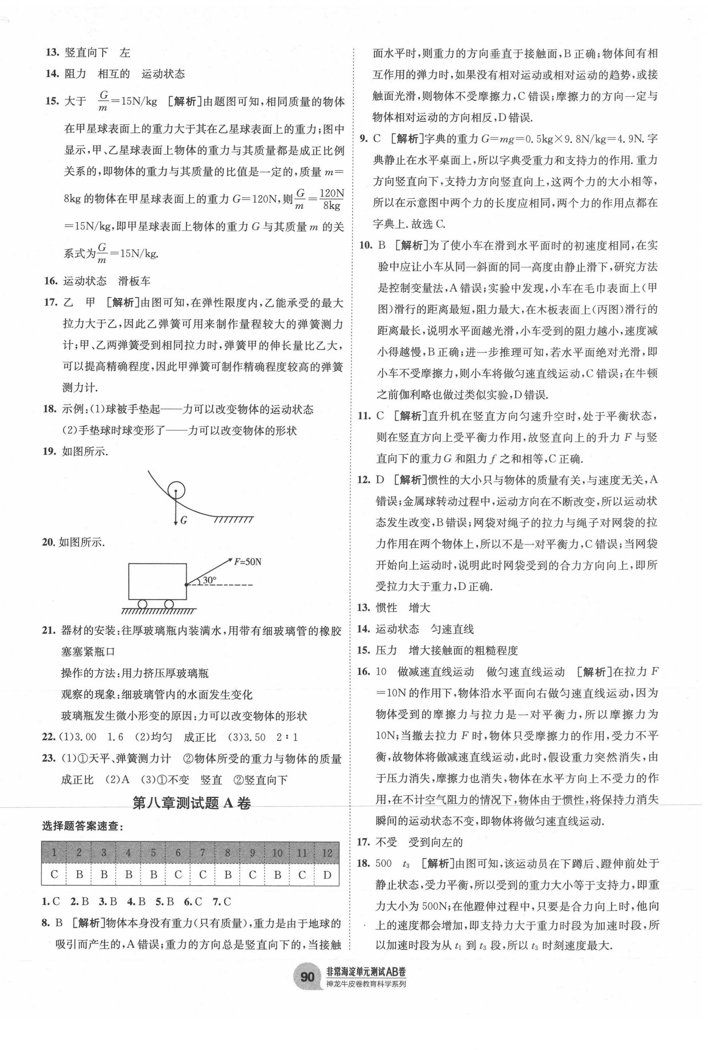 2021年海淀單元測(cè)試AB卷八年級(jí)物理下冊(cè)人教版 第2頁(yè)