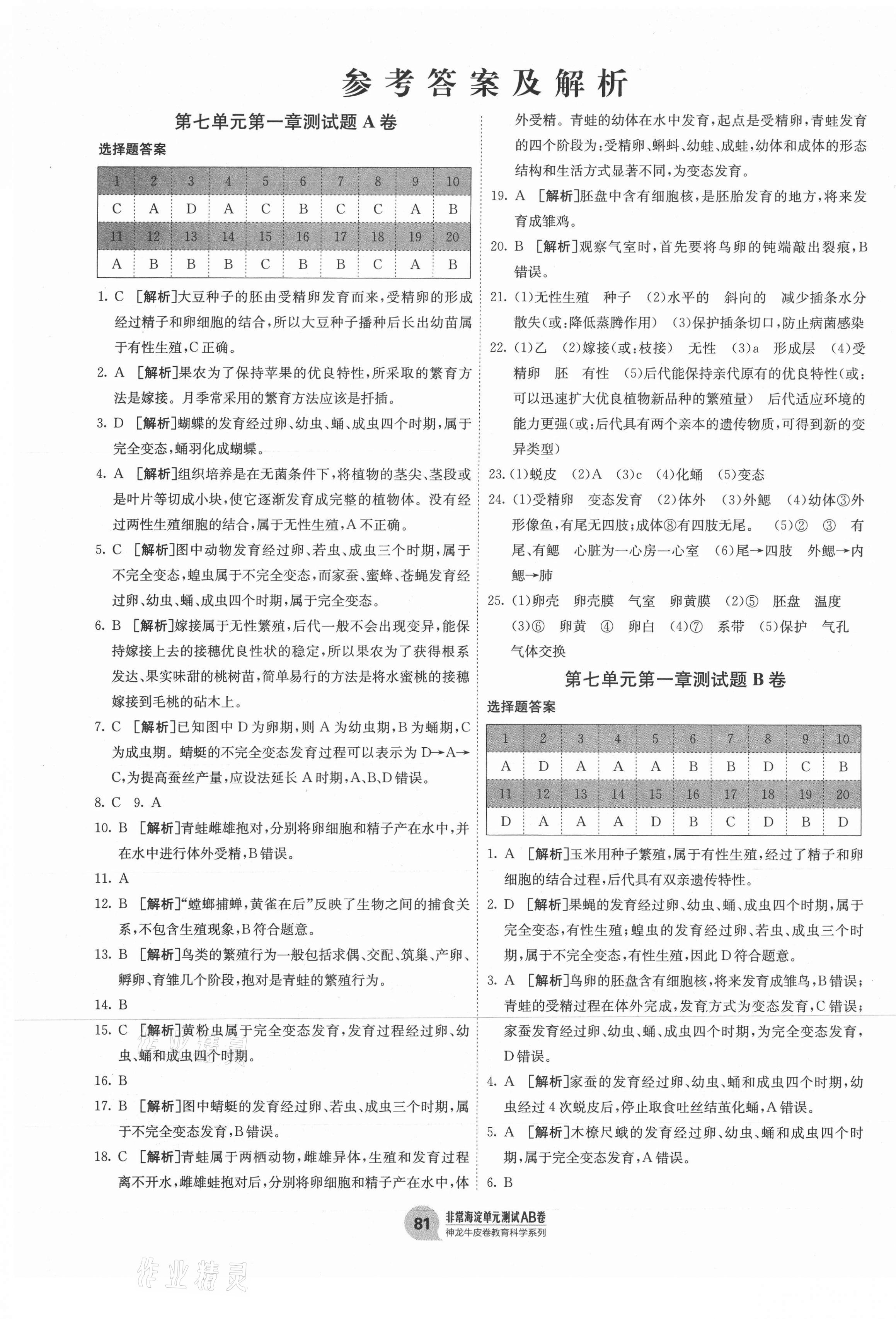 2021年海淀單元測(cè)試AB卷八年級(jí)生物下冊(cè)人教版 第1頁(yè)