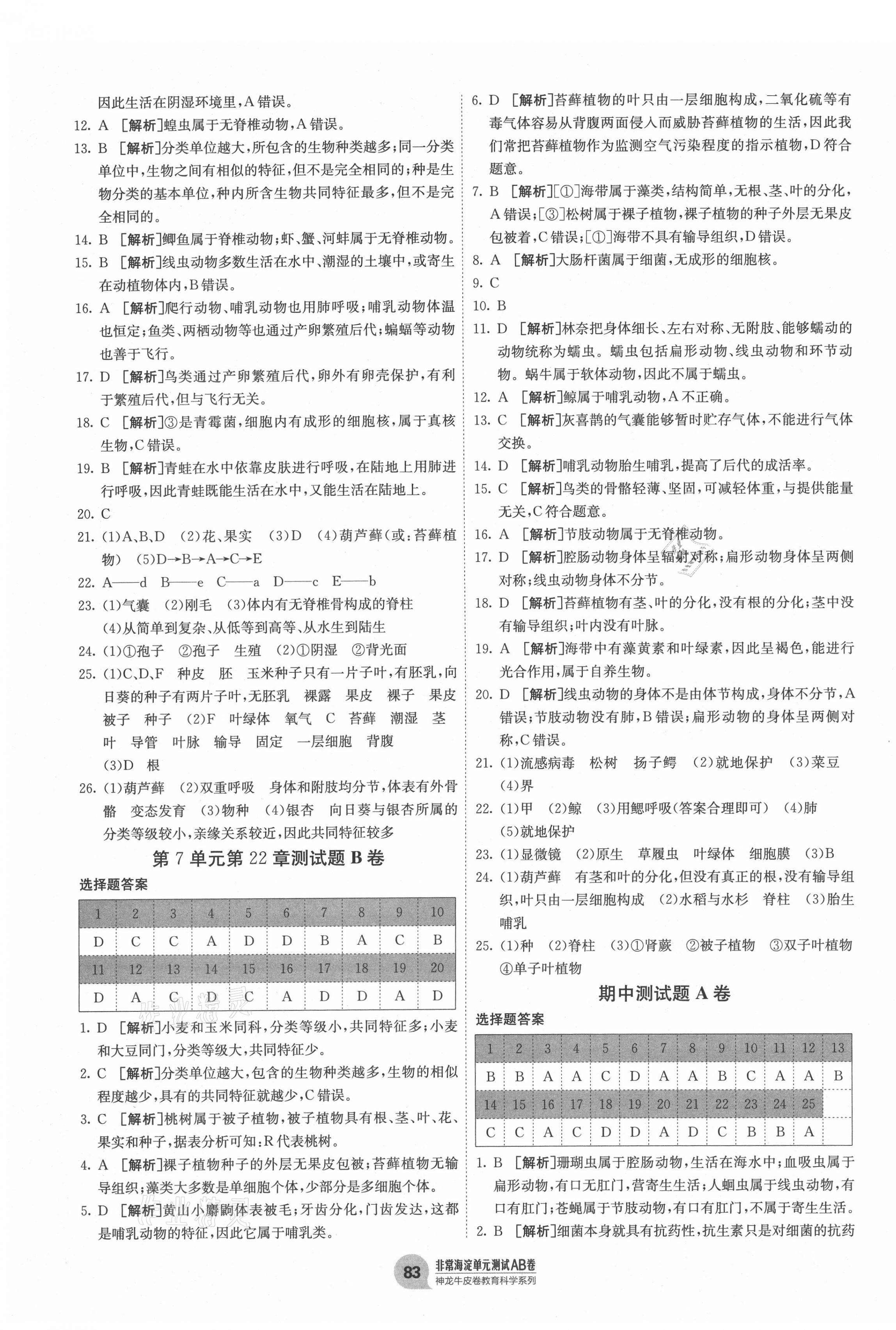 2021年海淀單元測(cè)試AB卷八年級(jí)生物下冊(cè)北師大版 第3頁(yè)