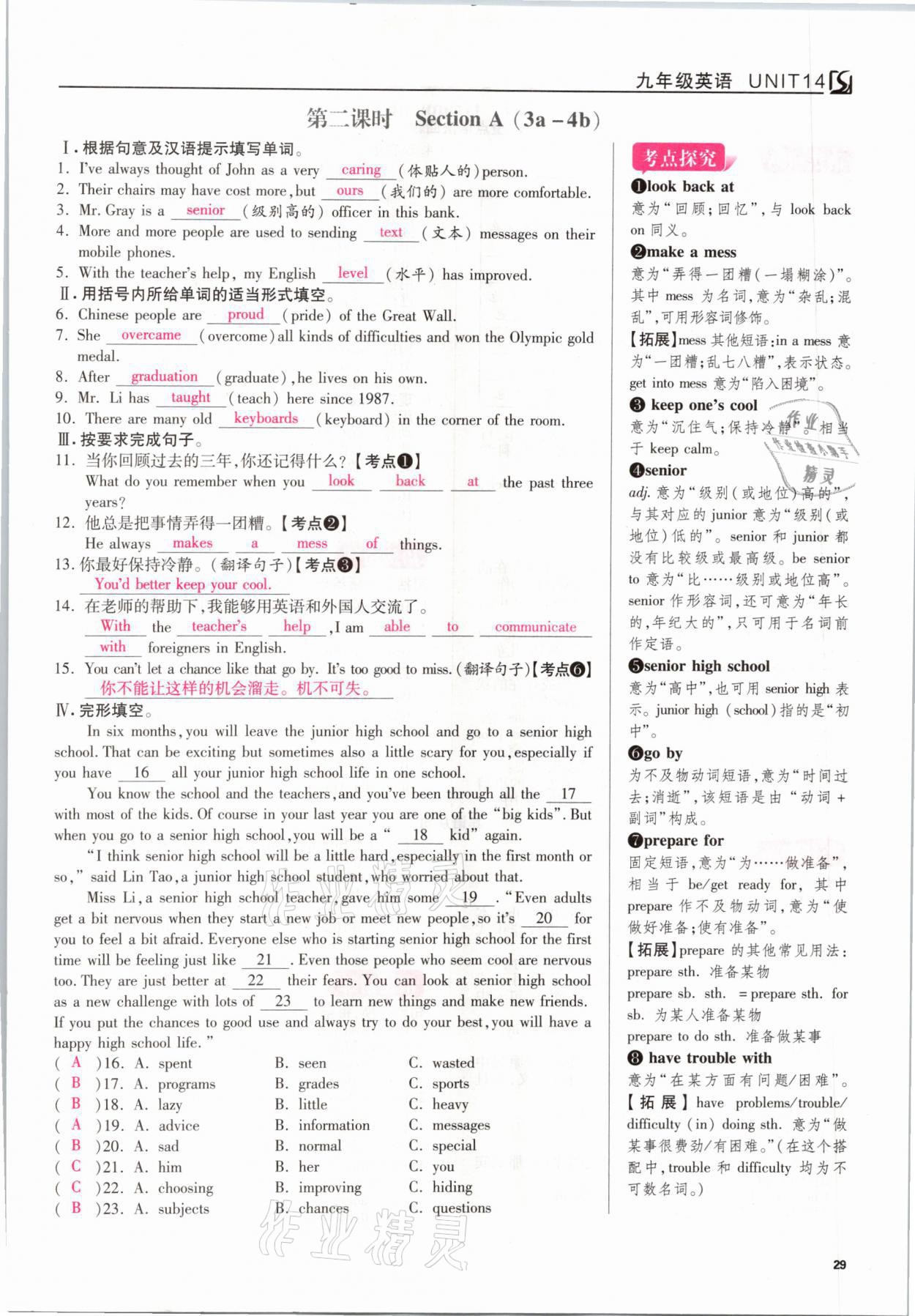 2021我的作業(yè)九年級英語下冊人教版 參考答案第29頁