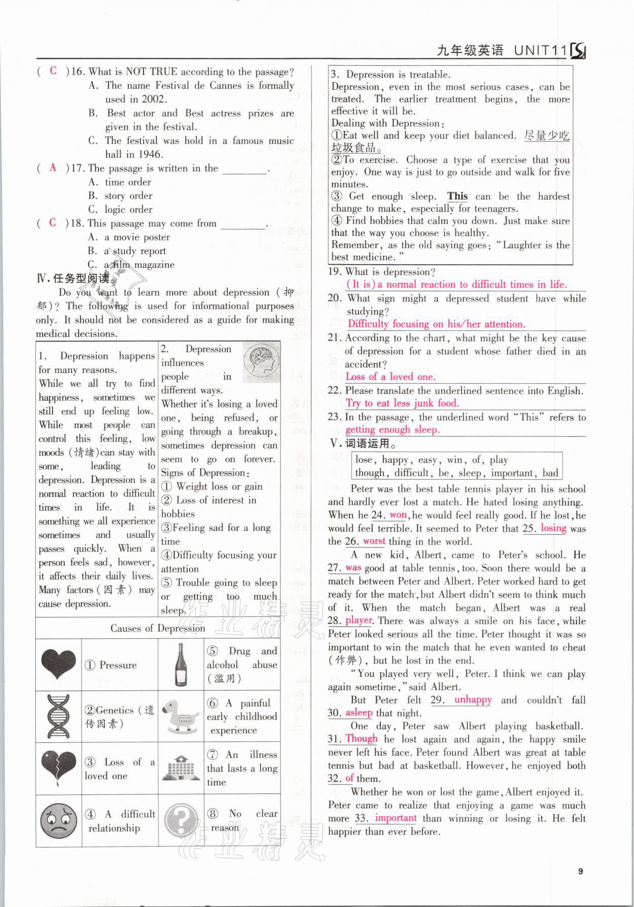 2021我的作業(yè)九年級英語下冊人教版 參考答案第9頁