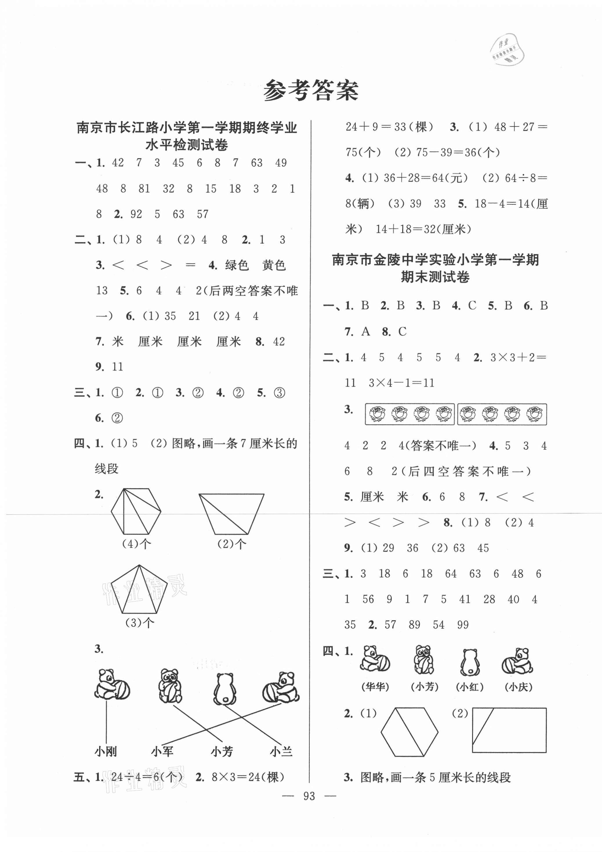 2020年超能學(xué)典各地期末試卷精選二年級(jí)數(shù)學(xué)上冊蘇教版 第1頁