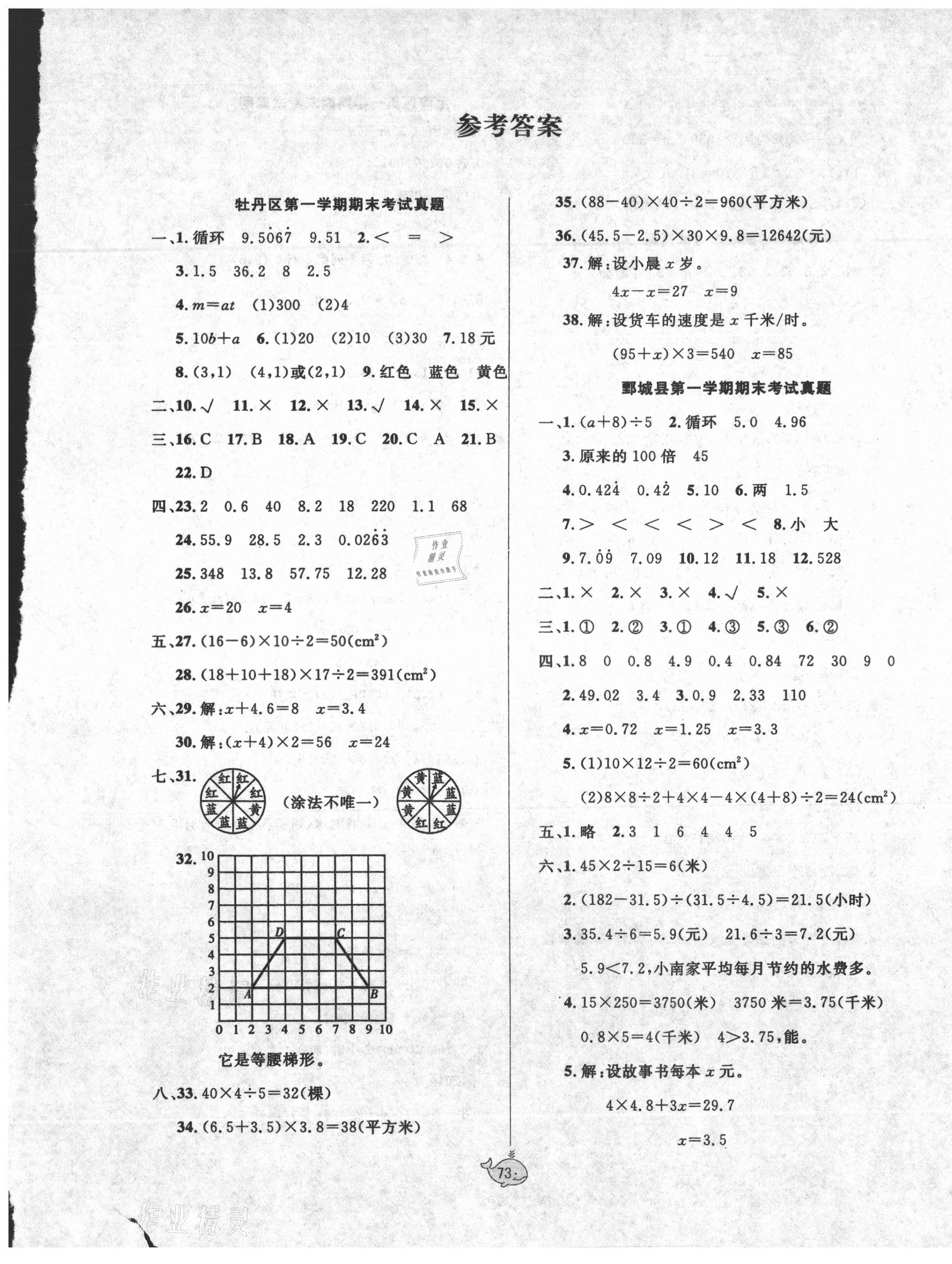 2020年菏澤真題匯編五年級(jí)數(shù)學(xué)上冊(cè)人教版 第1頁(yè)