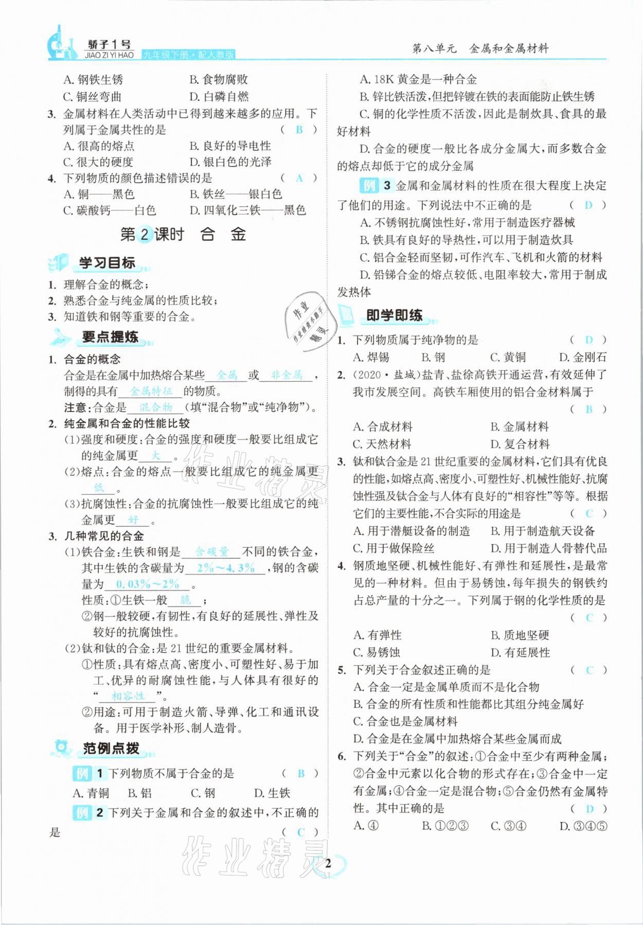 2021年驕子1號(hào)九年級(jí)化學(xué)下冊(cè)人教版 第2頁(yè)