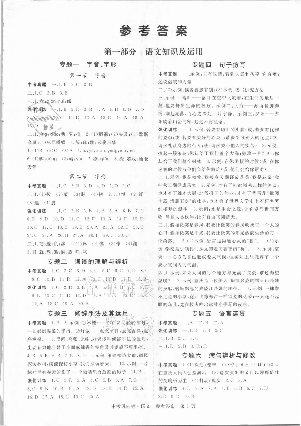 2021年啟航中考風向標語文 第1頁