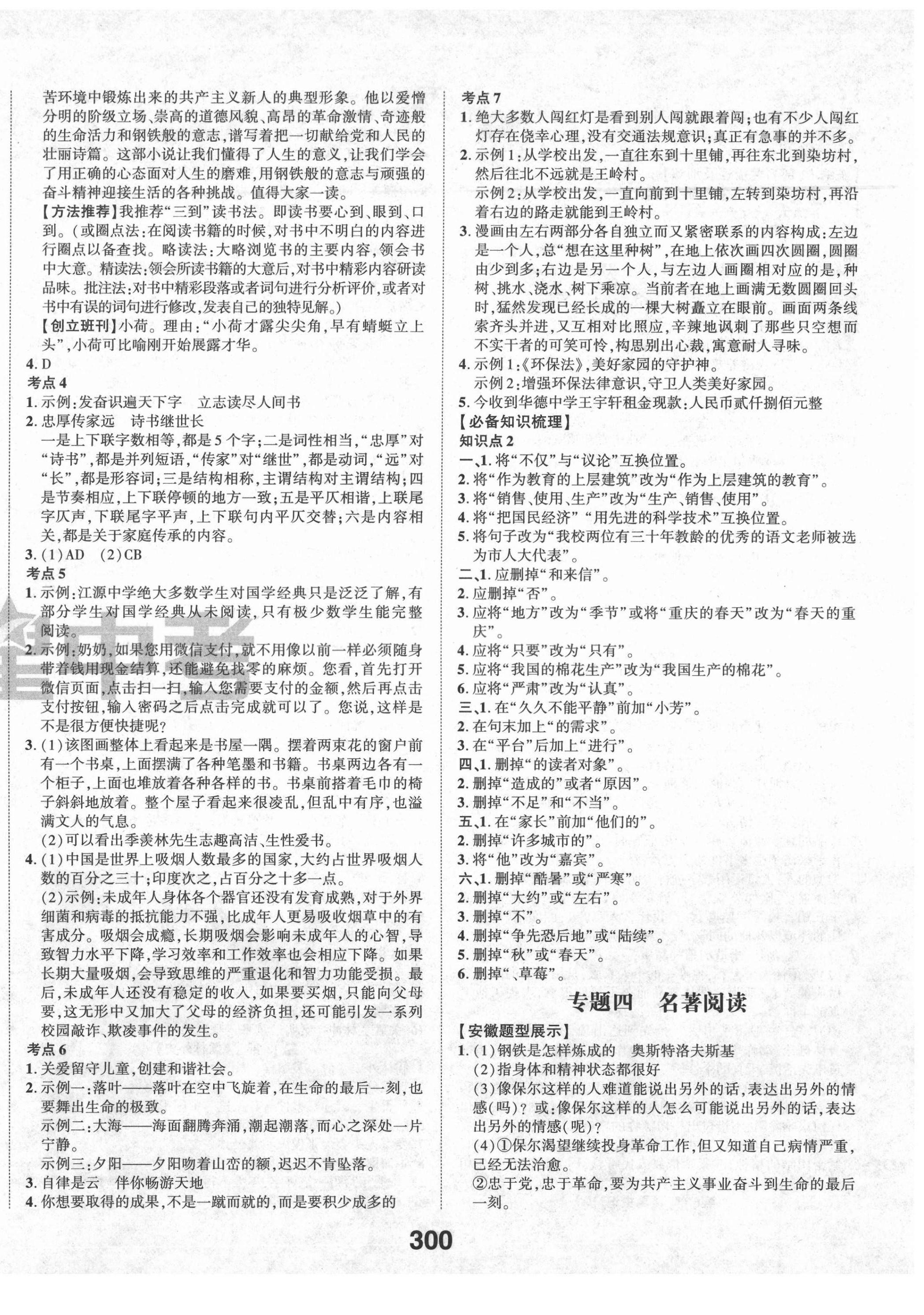 2021年命题研究语文安徽专版 参考答案第2页