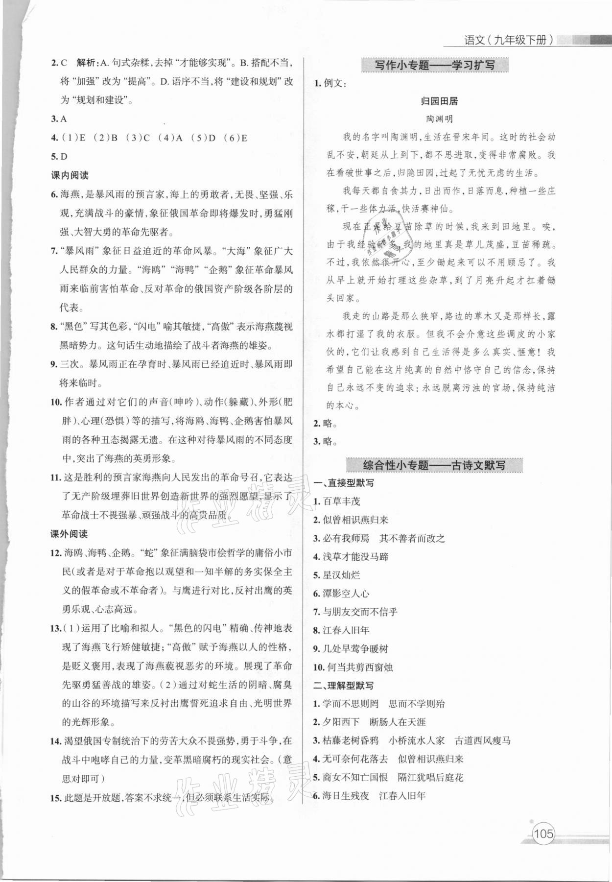 2021年課時練作業(yè)與測評九年級語文下冊人教版 第3頁