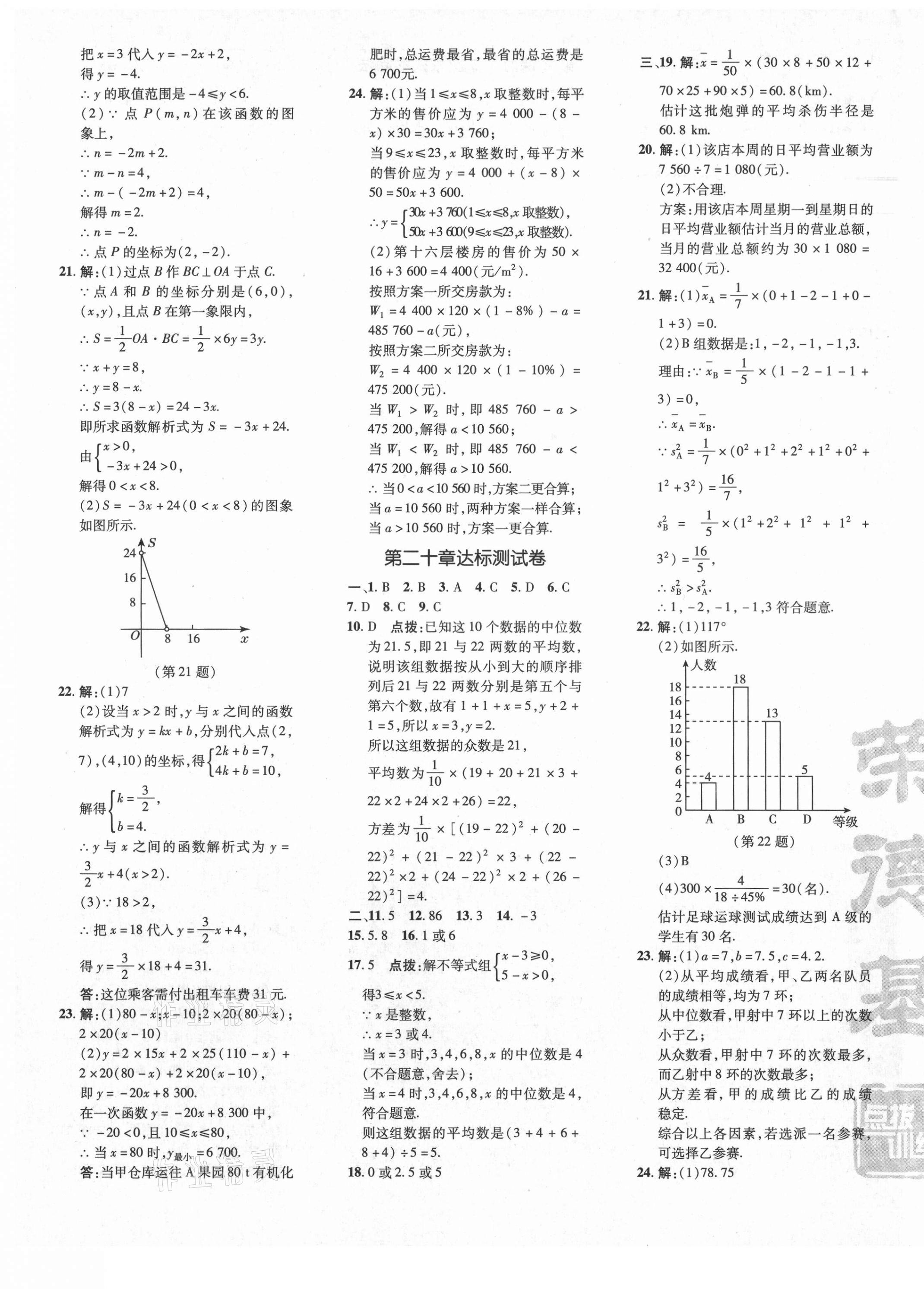 2021年点拨训练八年级数学下册人教版 参考答案第5页