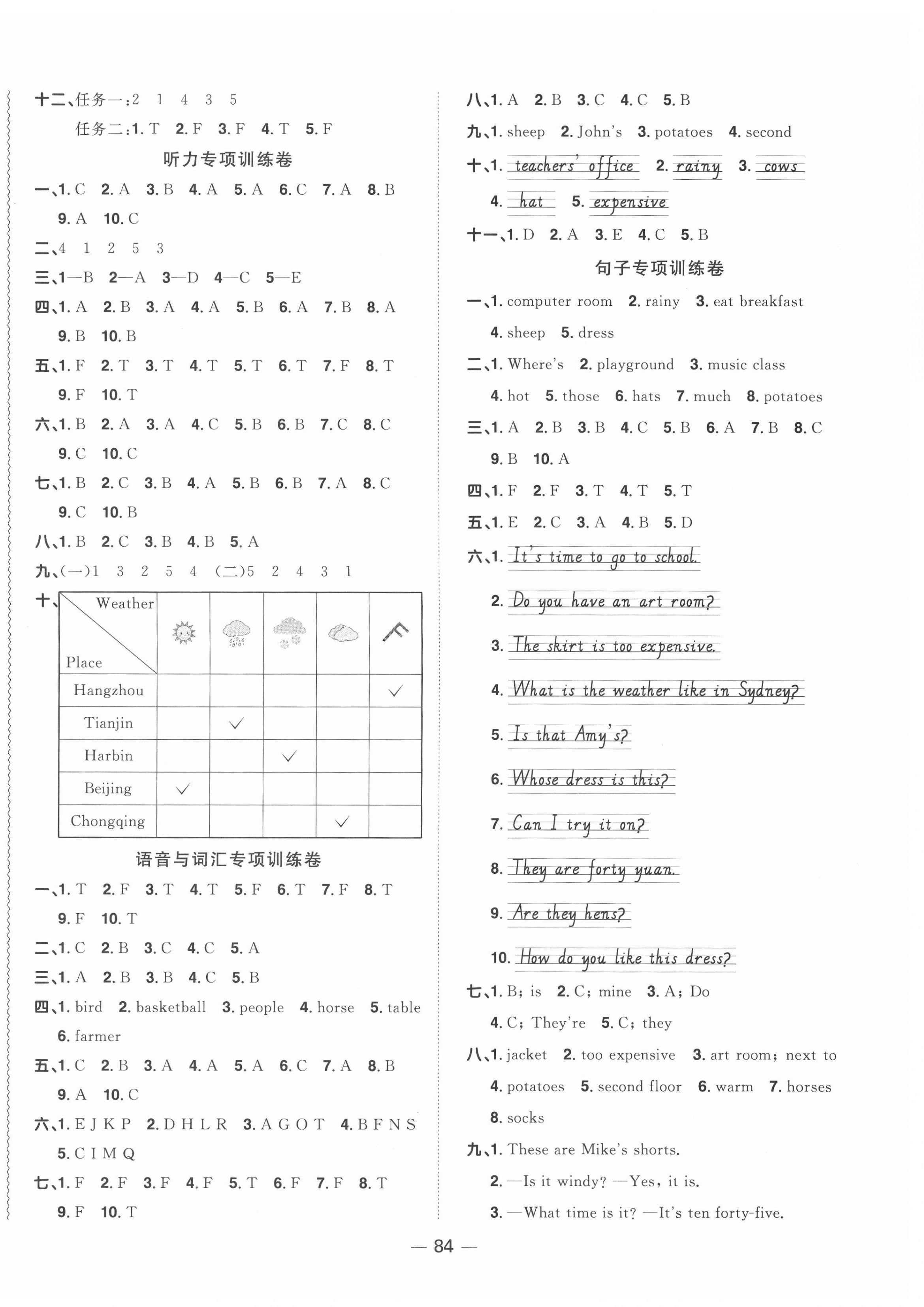 2021年阳光同学一线名师全优好卷四年级英语下册人教PEP版 第4页