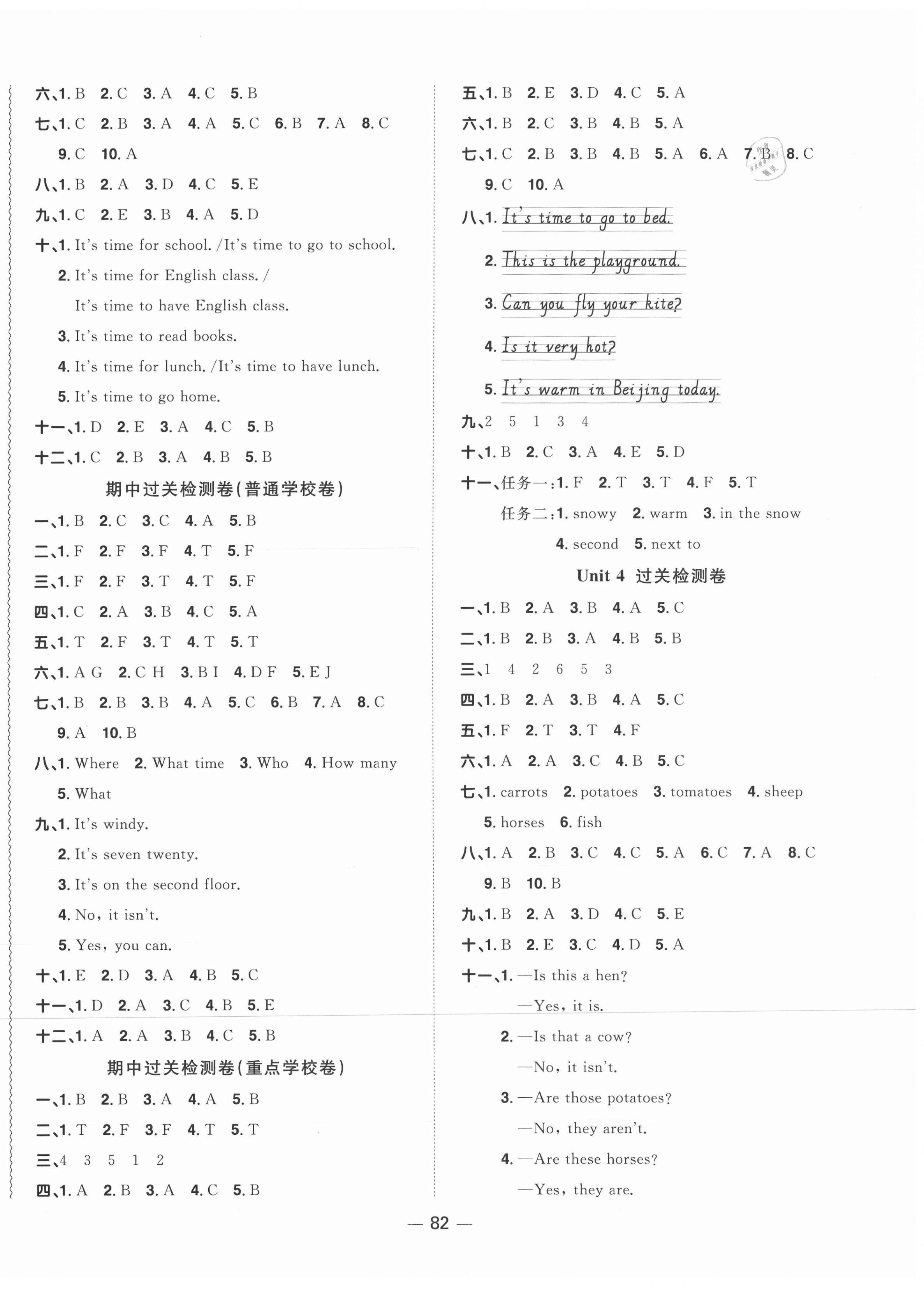 2021年阳光同学一线名师全优好卷四年级英语下册人教PEP版 第2页